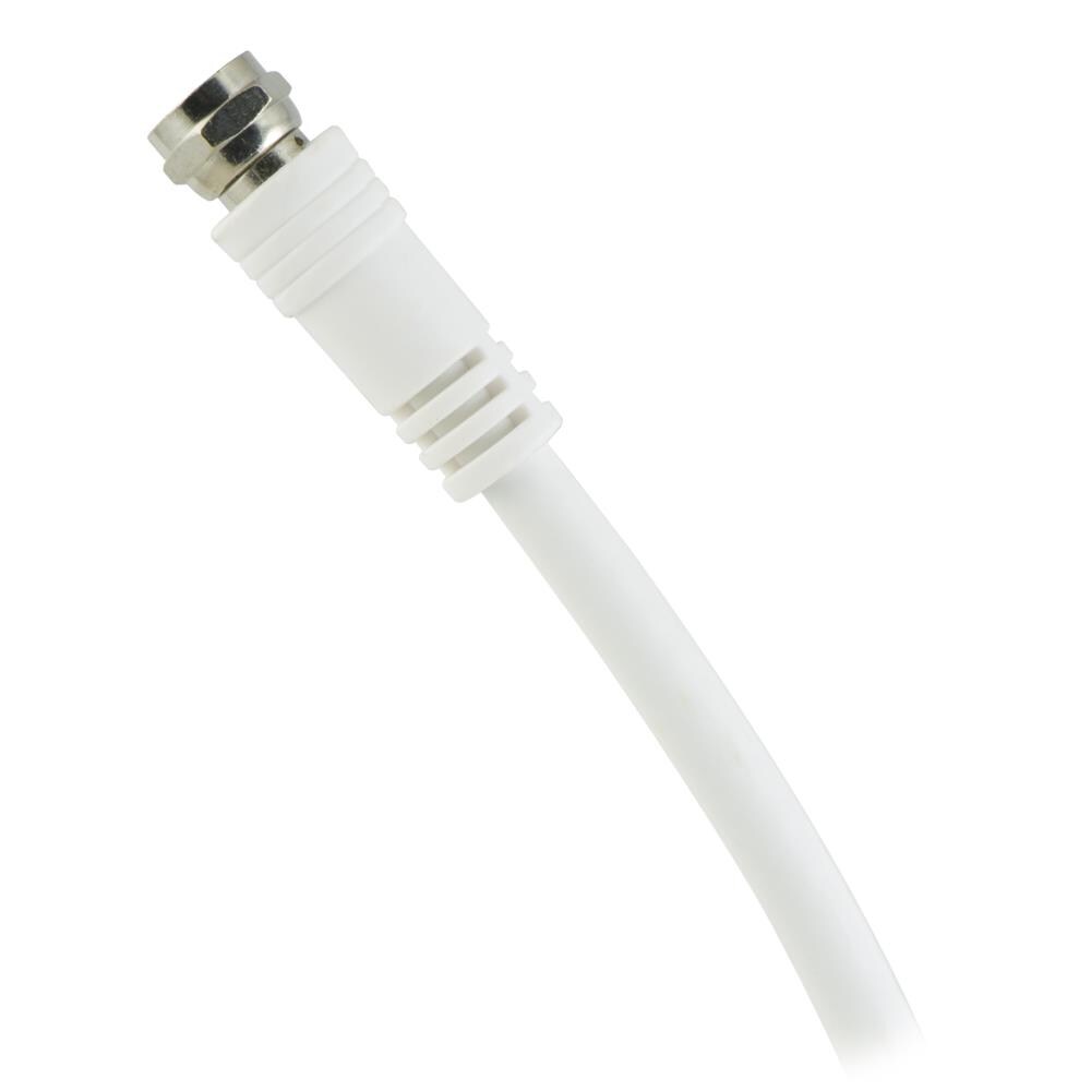 White 25'Ft F-Type Screw-on RG6-U HD Coax-Coaxial Satellite-Cable TV-Antenna 