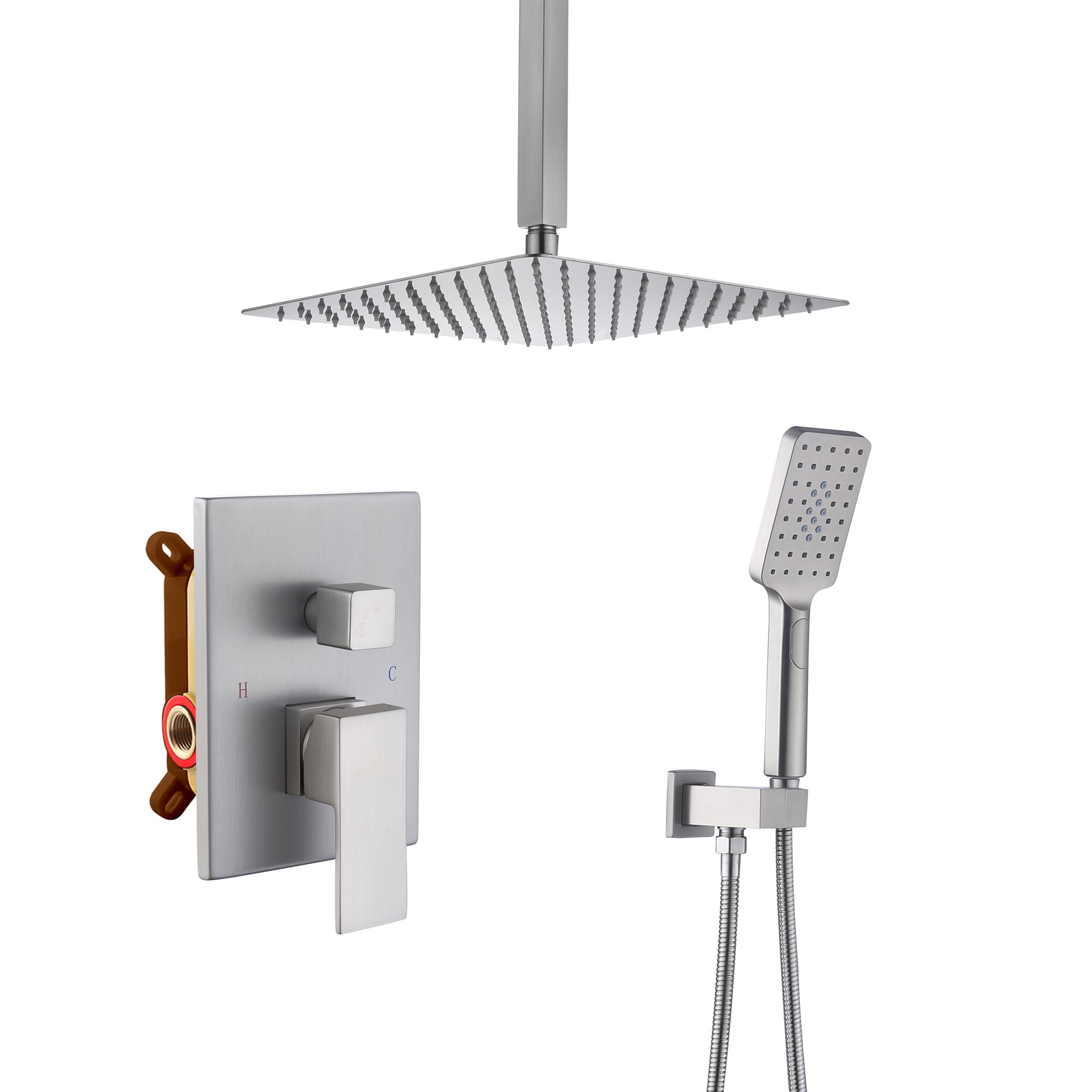 CASAINC Brushed Nickel Dual Head Waterfall Shower Bar System with 2-way  Diverter