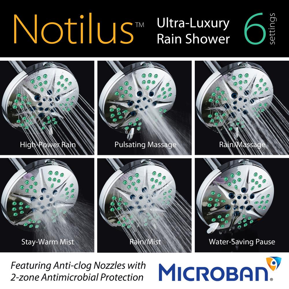 Notilus Luxury Spa Showerhead with Antimicrobial Protection 