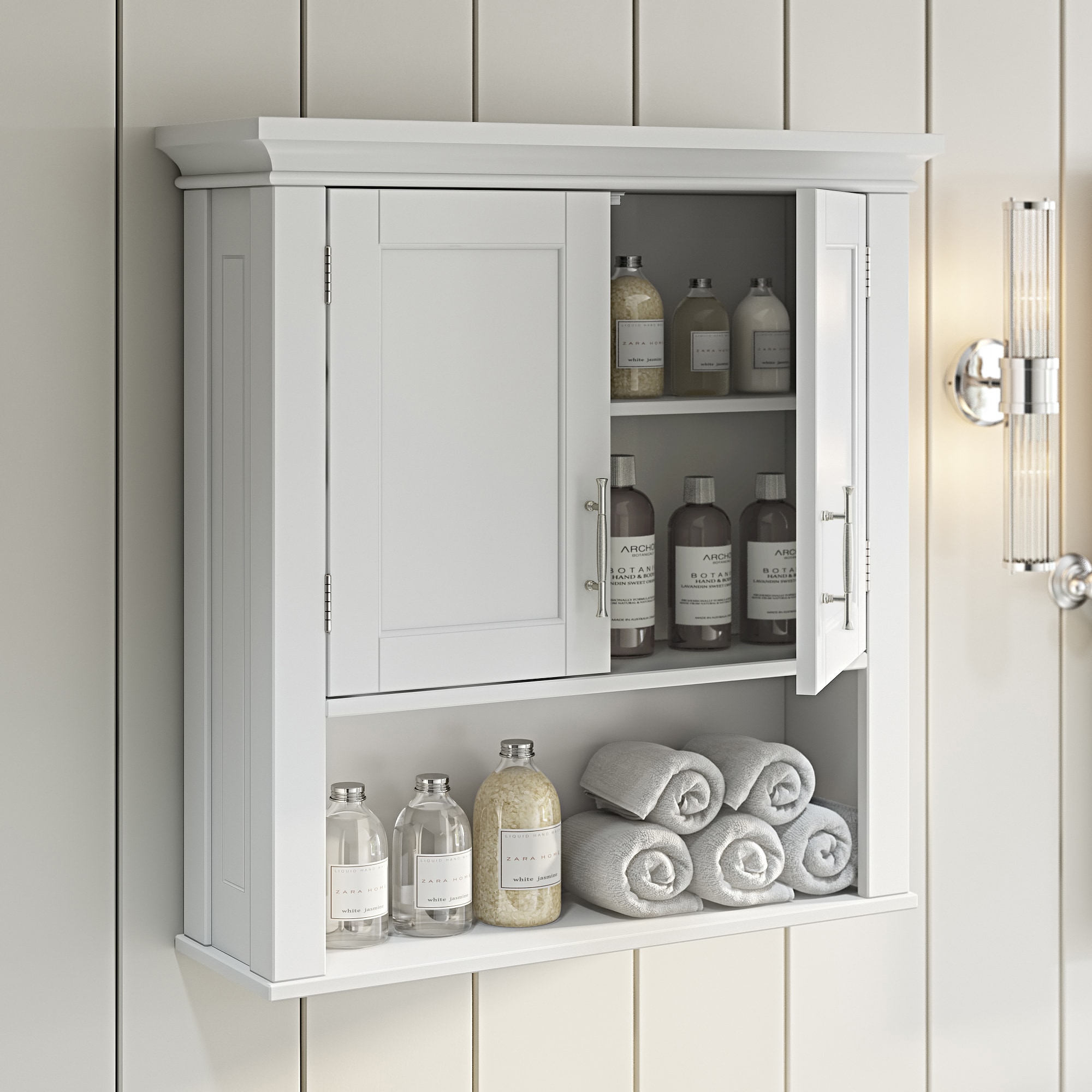 RiverRidge Somerset 22.81-in W x 24.5-in H x 7.88-in D White Bathroom Wall Cabinet