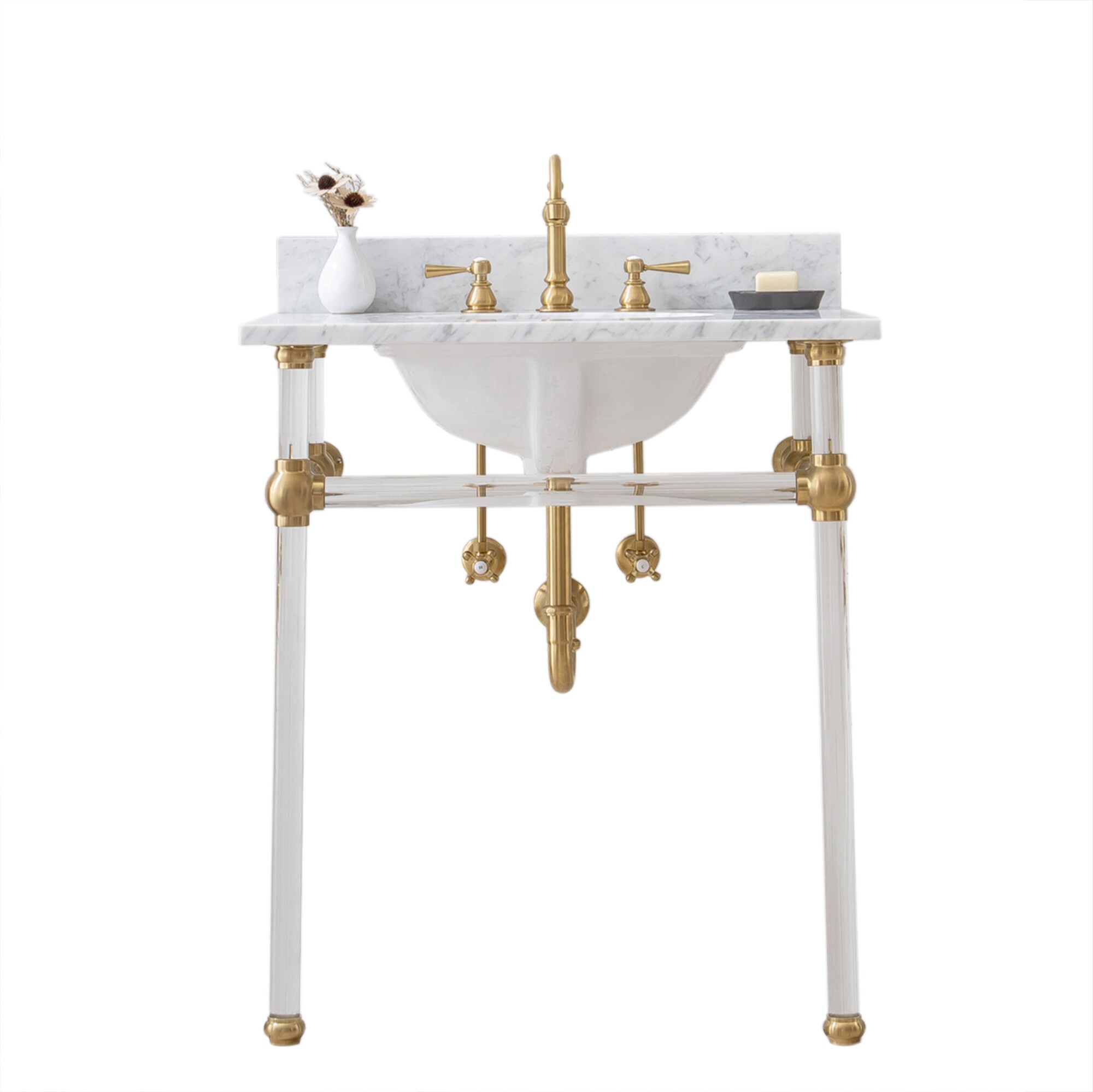 Water Creation Empire 33.13-in H Satin Gold Composite Wall-mount 