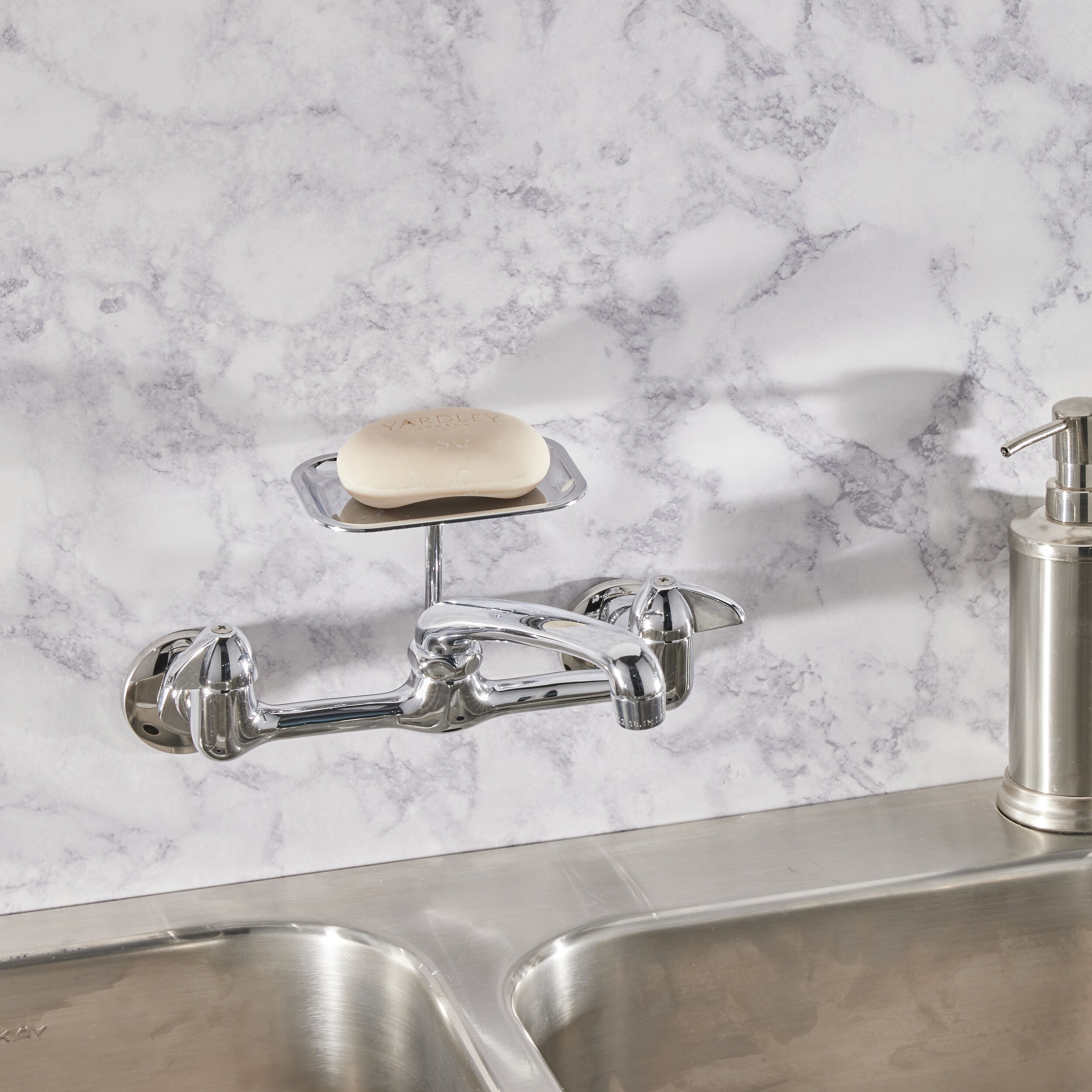 Homewerks Worldwide Kitchen faucets- wall mount Chrome 2-handle Wall-mount Low-arc Kitchen Faucet