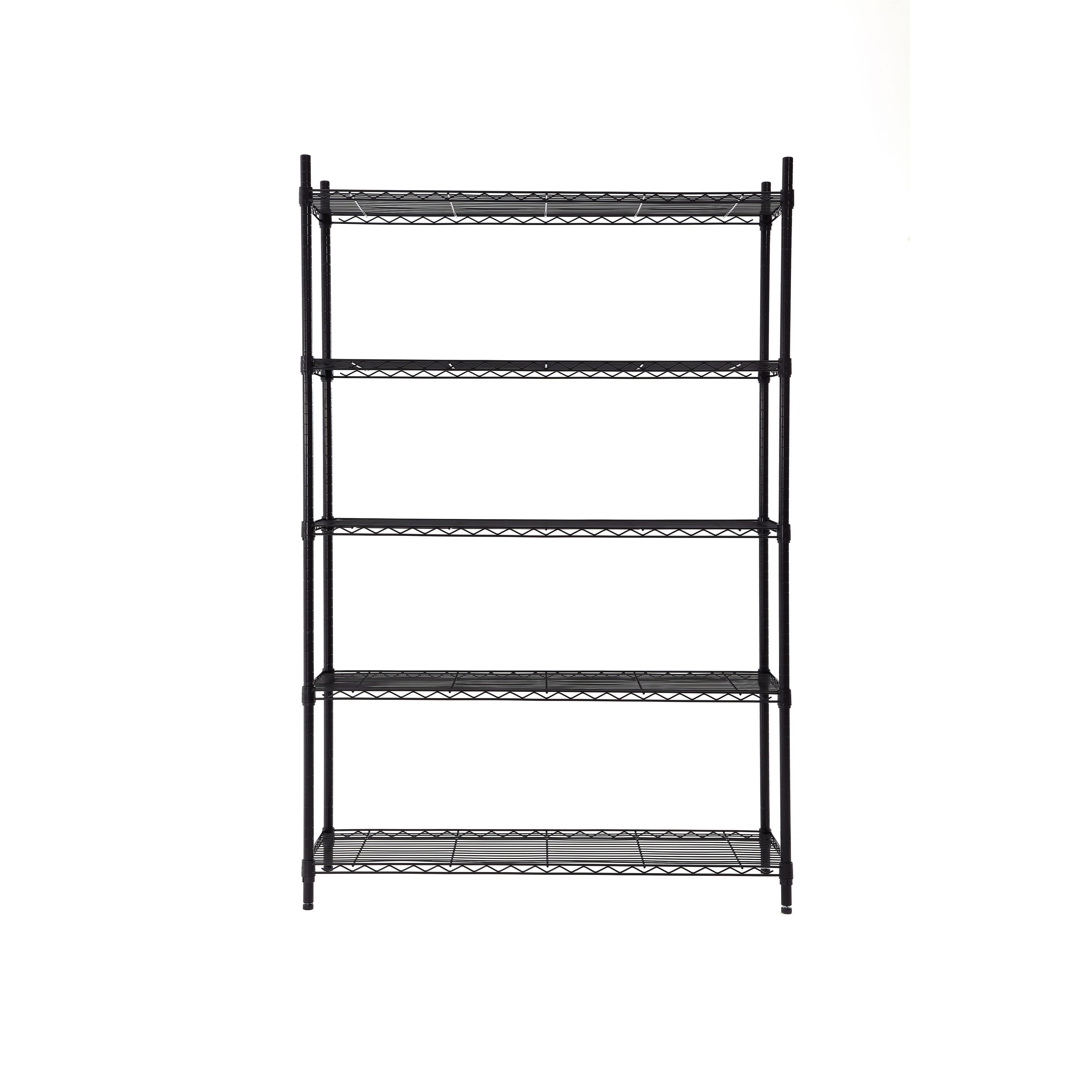 5-Tier Metal Corner Shelf Stand Storage Shelves Display Organizer Black Folding 