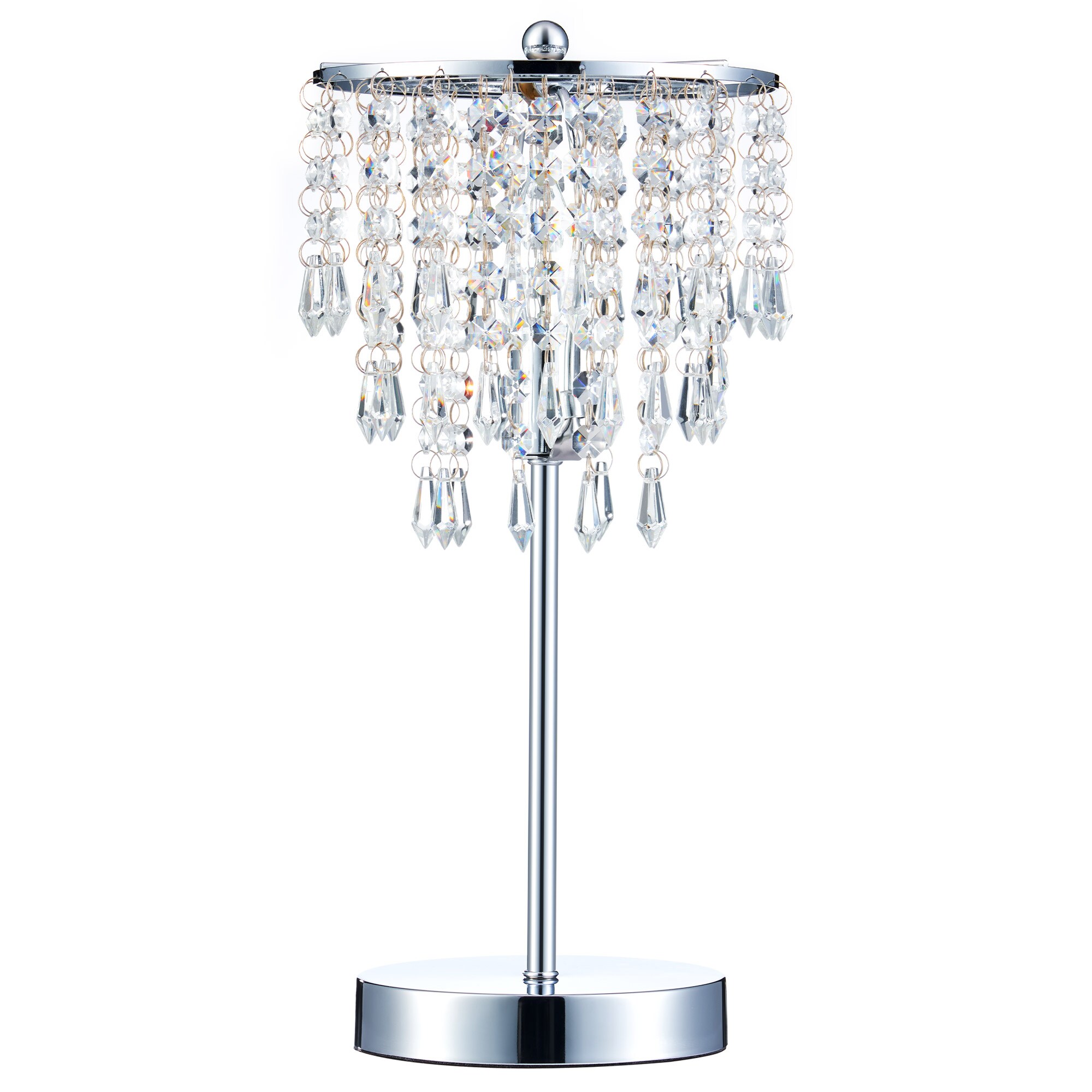 CO-Z 18-in Chrome Touch Chandelier Table Lamp with Glass Shade in 