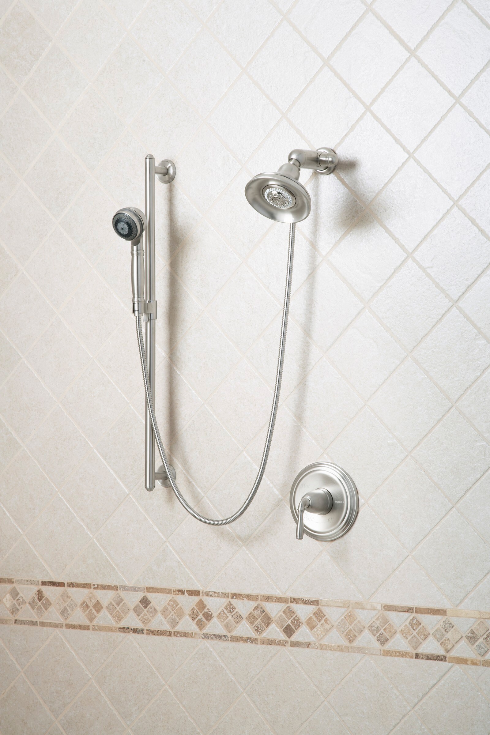 KOHLER Devonshire Vibrant Brushed Nickel Dual Fixed Showerhead 2.5 KOHLER Devonshire Vibrant Brushed Nickel Dual Fixed Showerhead 2.5