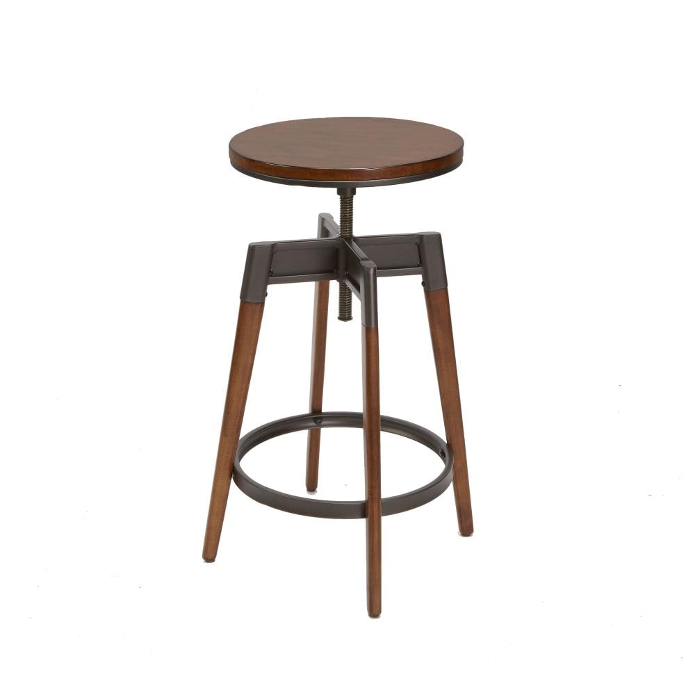 Architect Industrial Adjustable Height Swivel Bar Stool with Wood Seat &  Backrest by Amisco - National Bar Stool