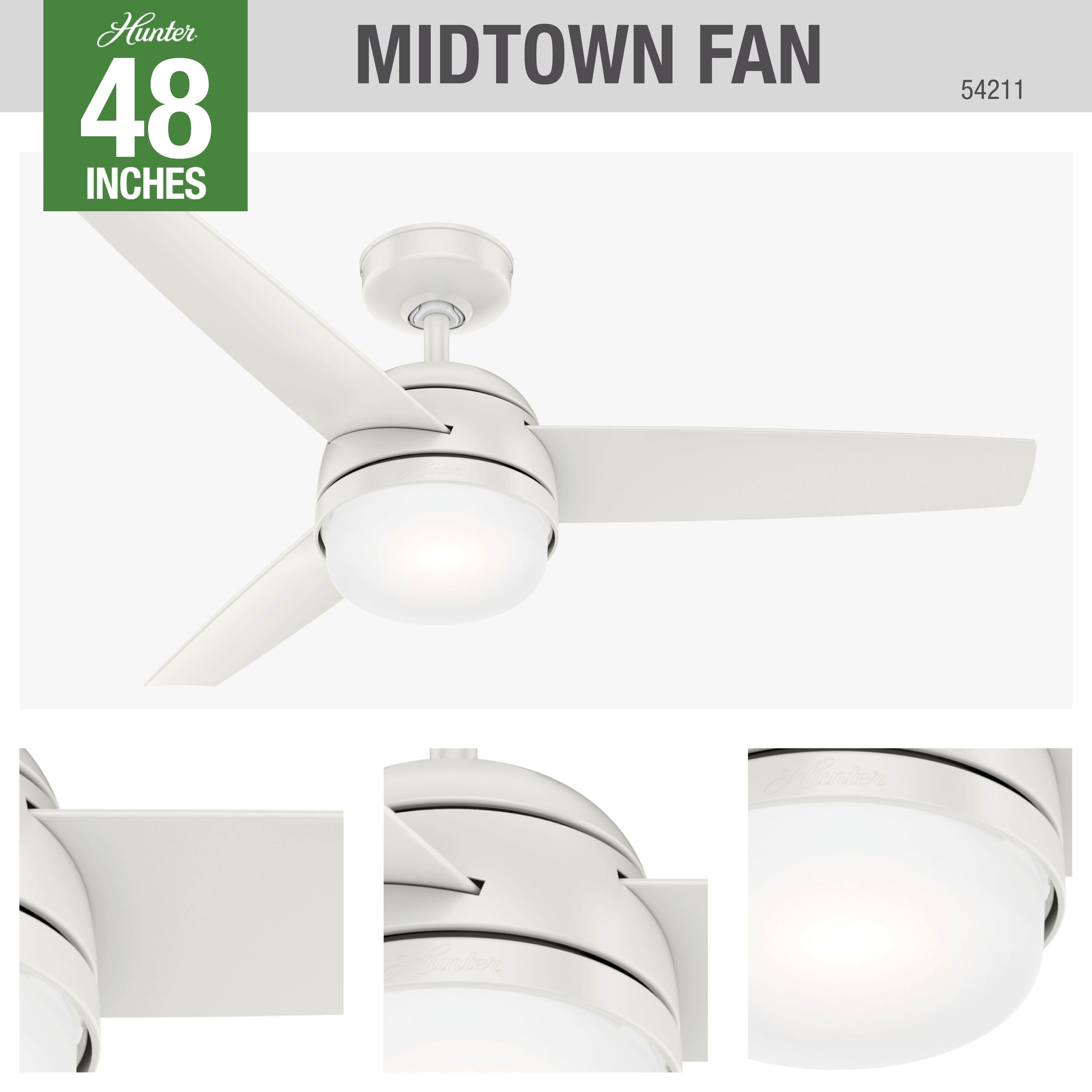 Details about   Hunter Fan 48 in Contemporary Fresh White Ceiling Fan with Light Kit and Remote 