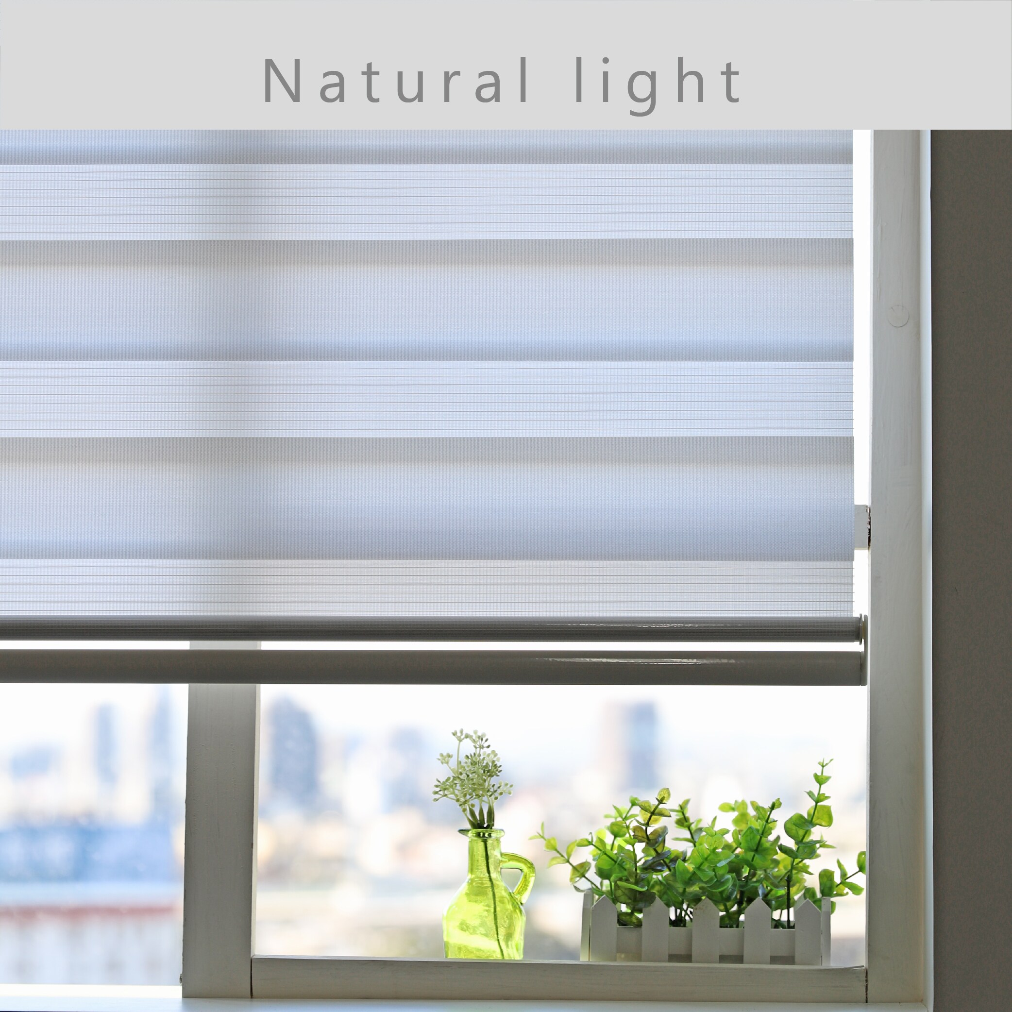 RBS31GY72A MYshade Zebra Blinds for Windows Cordless Windows Shades Light Filtering Window Treatments Privacy Light Control for Day and Night Easy to Install 31 W X 72 H Grey