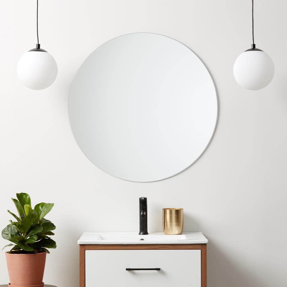 Better Bevel 18-in W x 18-in H Clear Round Frameless Bathroom Vanity Mirror