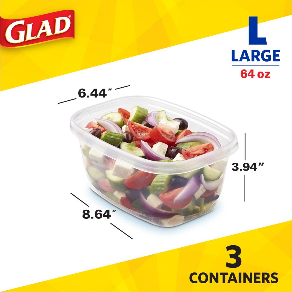GladWare Deep Dish 64 oz Containers with Lids 3 ct Pack of 6