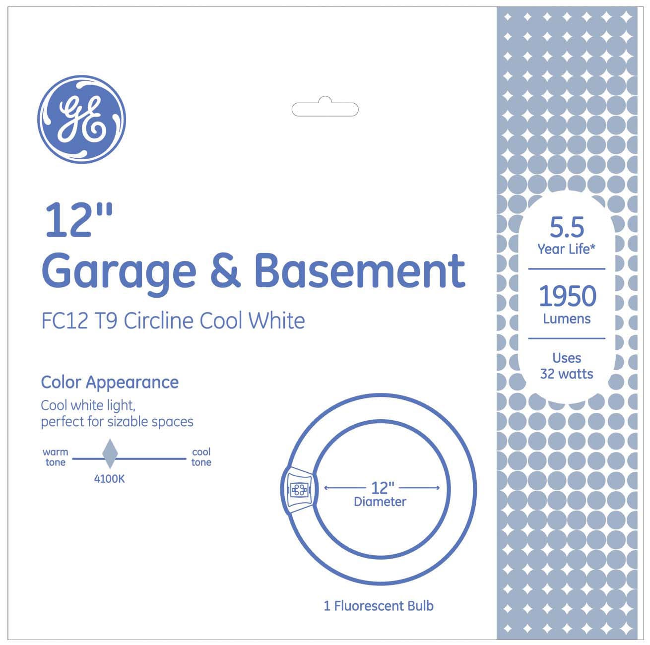 GE 33890 Cool White 32W Garage & Basement T9 Circline Fluorescent Light Bulb