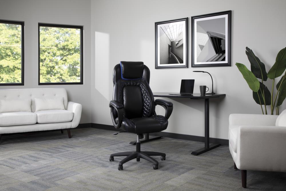 Photo 1 of OFM Essentials by OFM Blue Traditional Ergonomic Adjustable Height Swivel Desk Chair