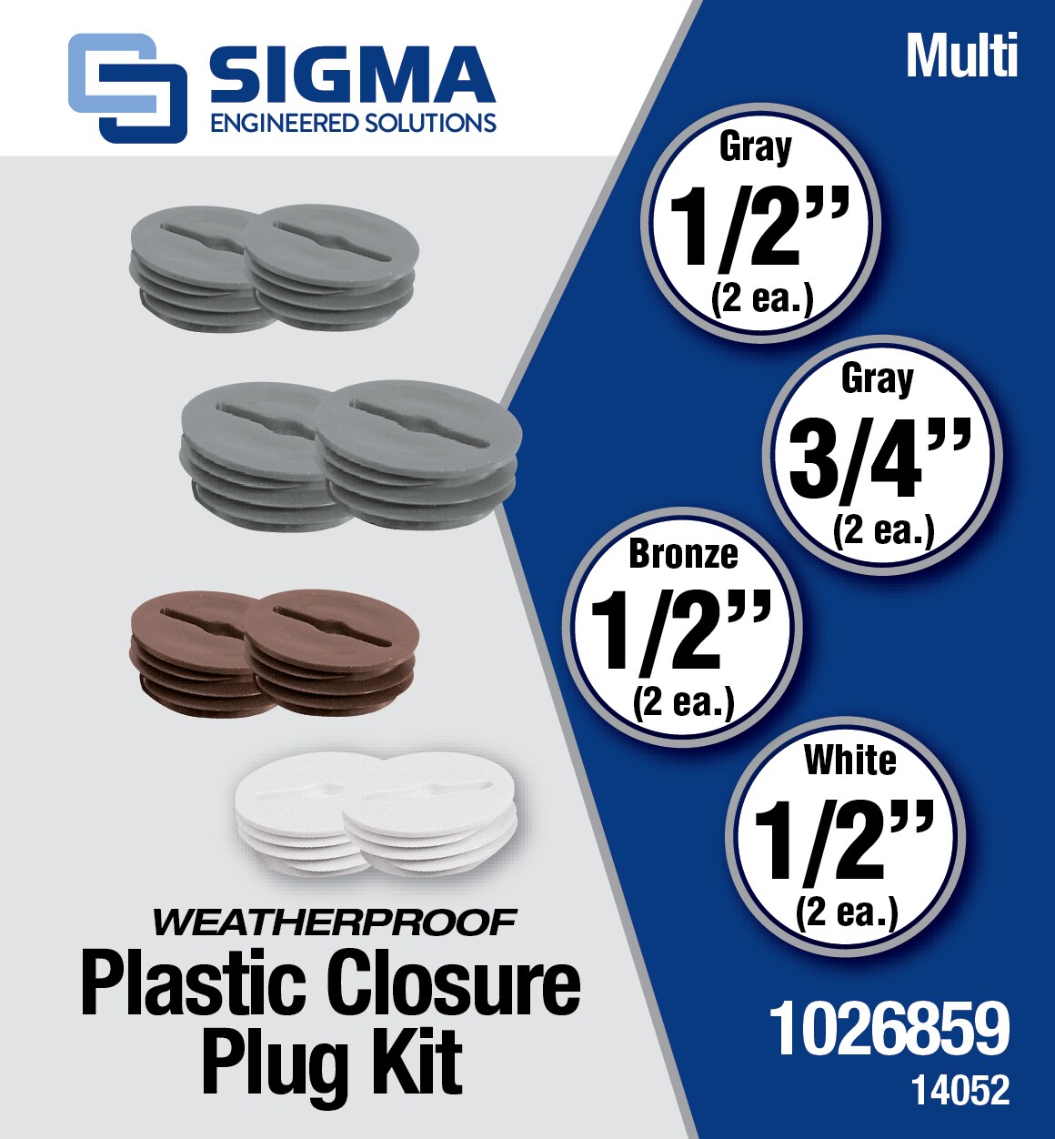 Sigma Electric  Round  Plastic  Closure Plug  For Closure of Unused Box Outlets 