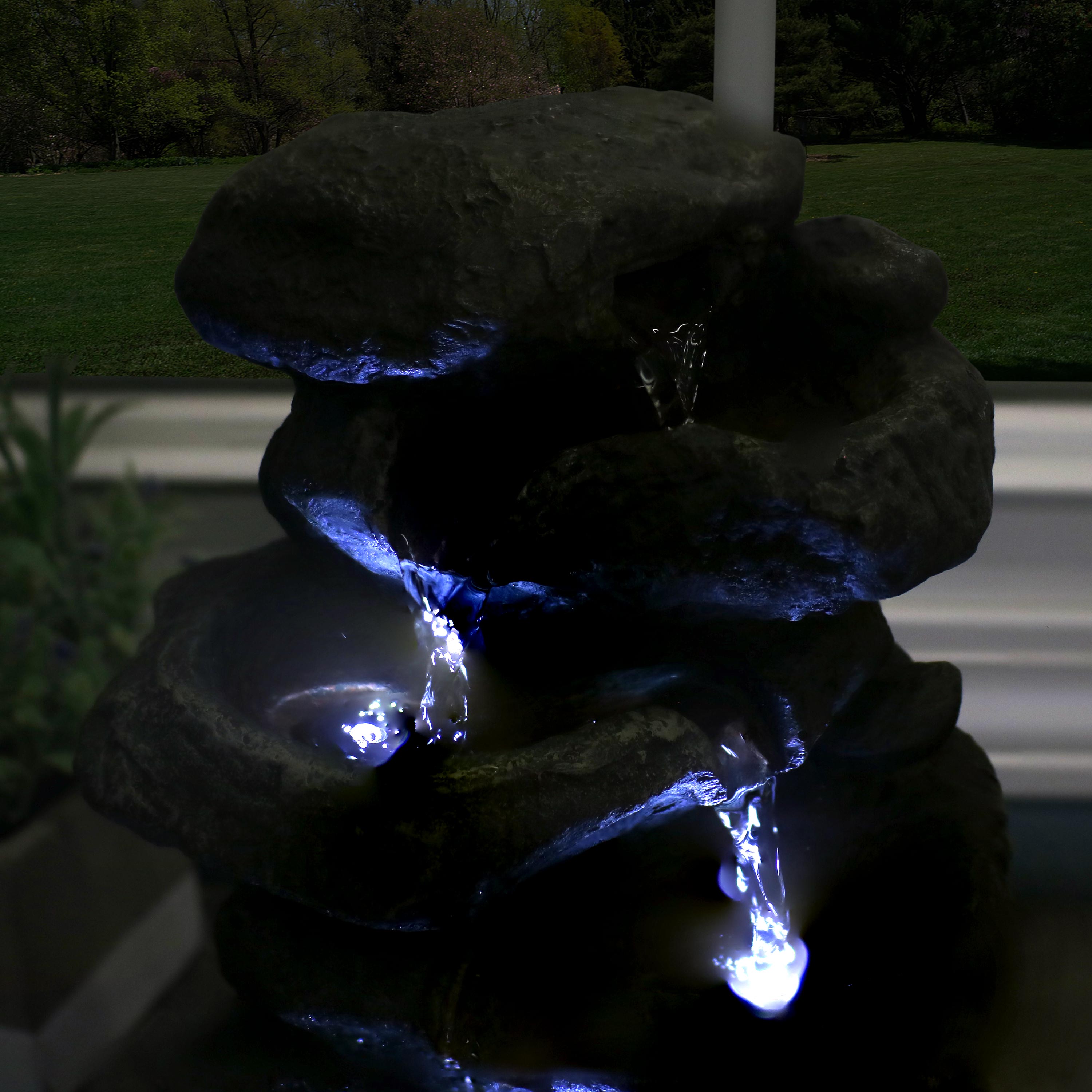 Five Stream Indoor Electric Tabletop Fountain & LED Light Water Fountain 