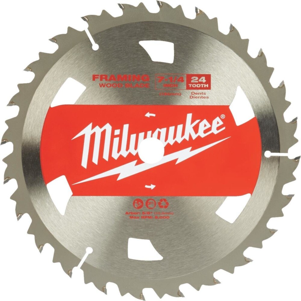 3 Pk Milwaukee 7-1/4" Best High-Performance 24-Tooth Framing Circular Saw Blade 
