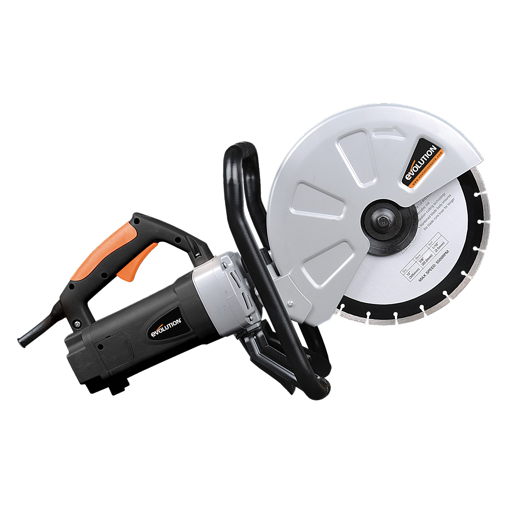 Corded Portable Concrete Saw 12-in Fully Adjustable Maintenance-Free Lightweight 