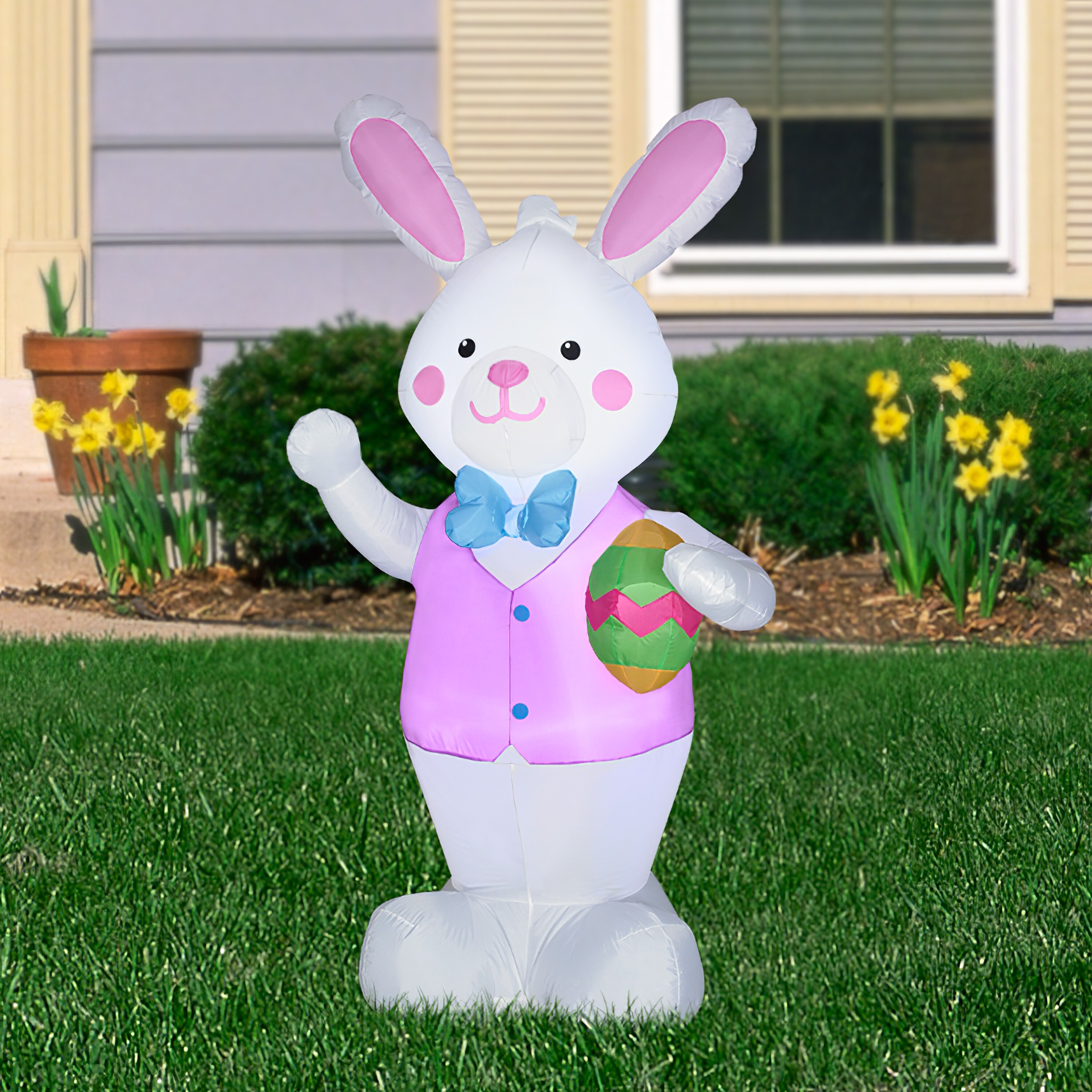EASTER BUNNY BANNER 4 FT  AIRBLOWN INFLATABLE YARD DECORATION 