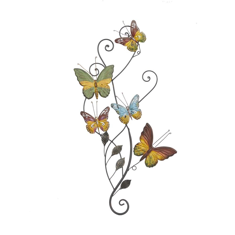 Foreside Stained Glass and Metal Butterfly Wall Decor