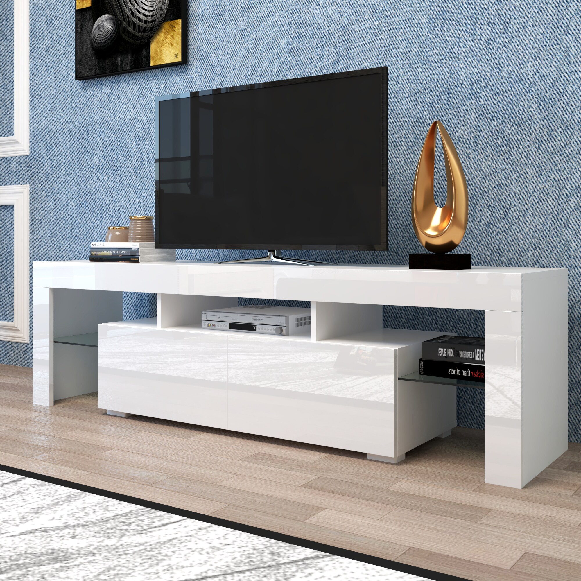 Living Room Furniture Set Country Grey Wood Effect Display Cabinet TV Unit LED 