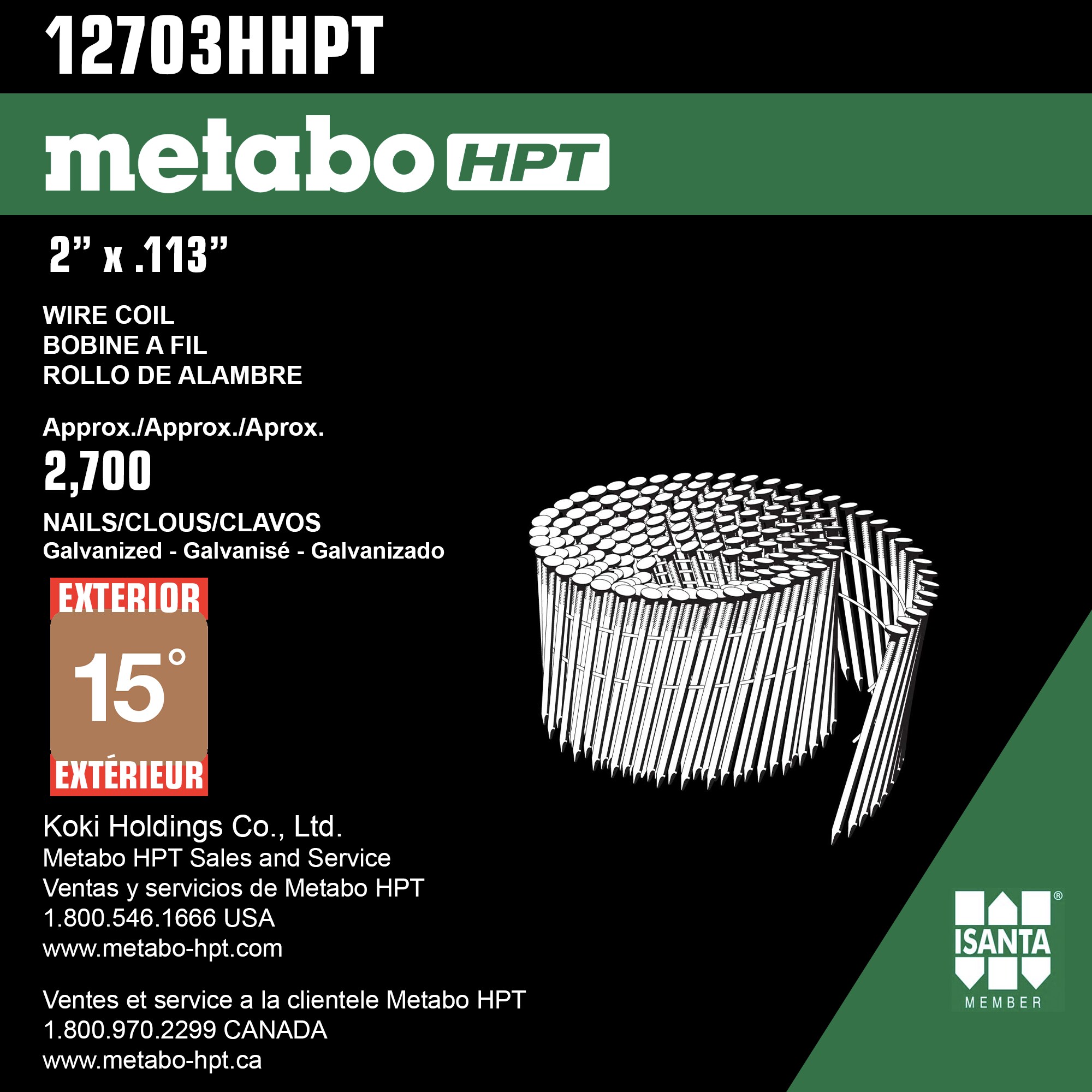 Metabo HPT 2-in x 0.113-in 15 Degree Hot-Dipped Galvanized Ring Collated Framing Nails (2700-Per Box)