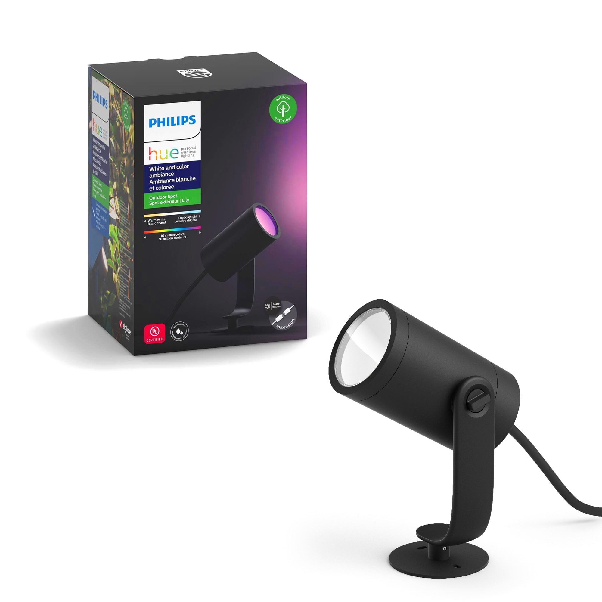 chance Perhaps Montgomery Philips Hue Outdoor Lily 8-Watt Black Low Voltage Plug-in Smart LED Spot  Light in the Spot & Flood Lights department at Lowes.com