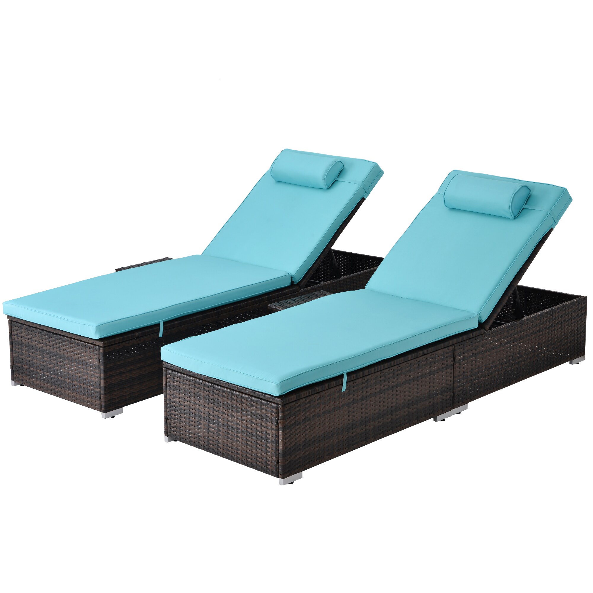 3PCS Adjustable Chaise Lounge Chairs Set Outdoor Patio Pool Garden Furniture US 