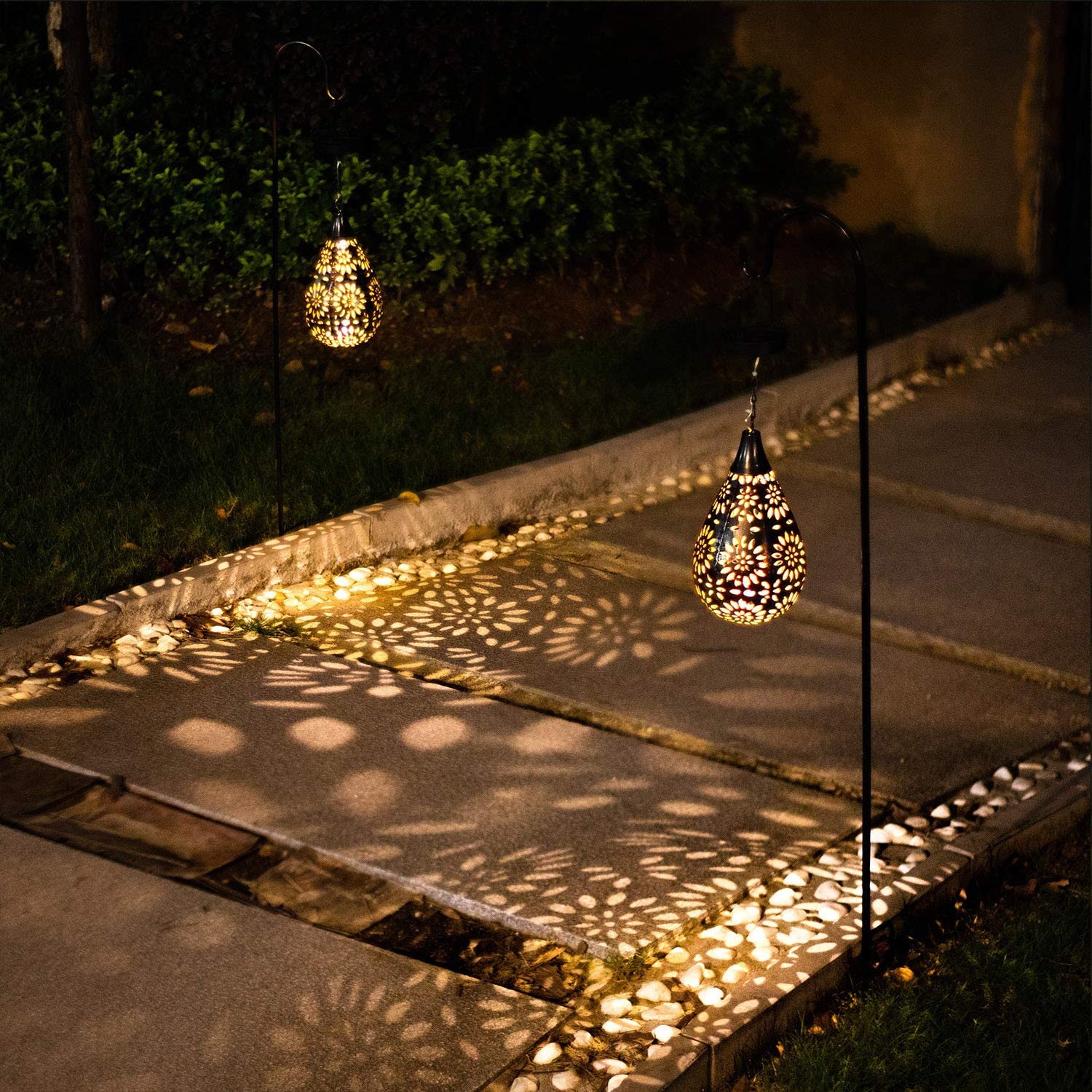 Solar LED Lights Copper Colored Garden Path Lighting Ground Stake Post 2 Pack 