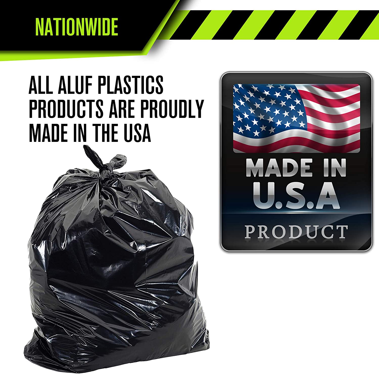 Large 50 Pack /w Ties Aluf Plastics Heavy Duty 55 Gallon Trash Bags 2 MIL x 