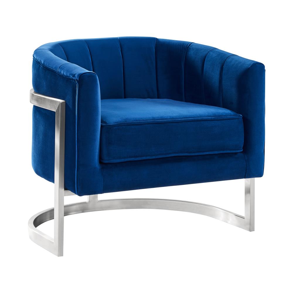 Armen Living Kamila Modern Blue Velvet Accent Chair In The Chairs Department At Lowescom