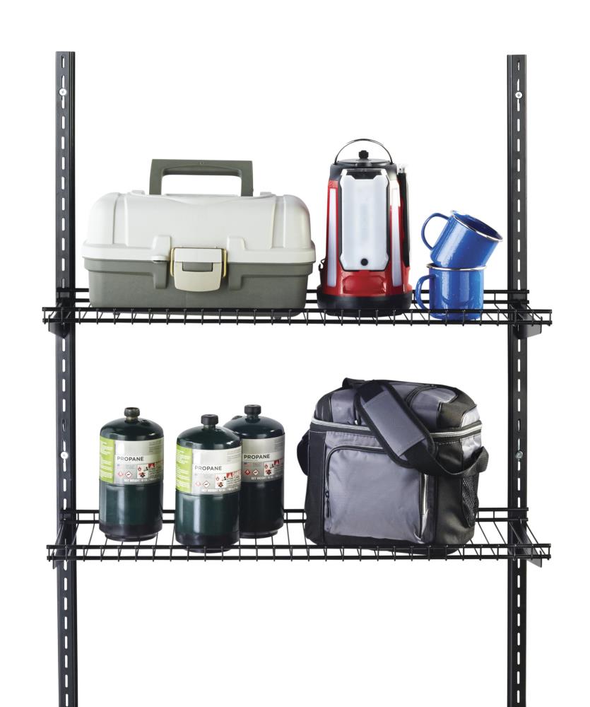Details about   Rubbermaid Metal Backyard Shed Organizer Accessories Small Shelf Black