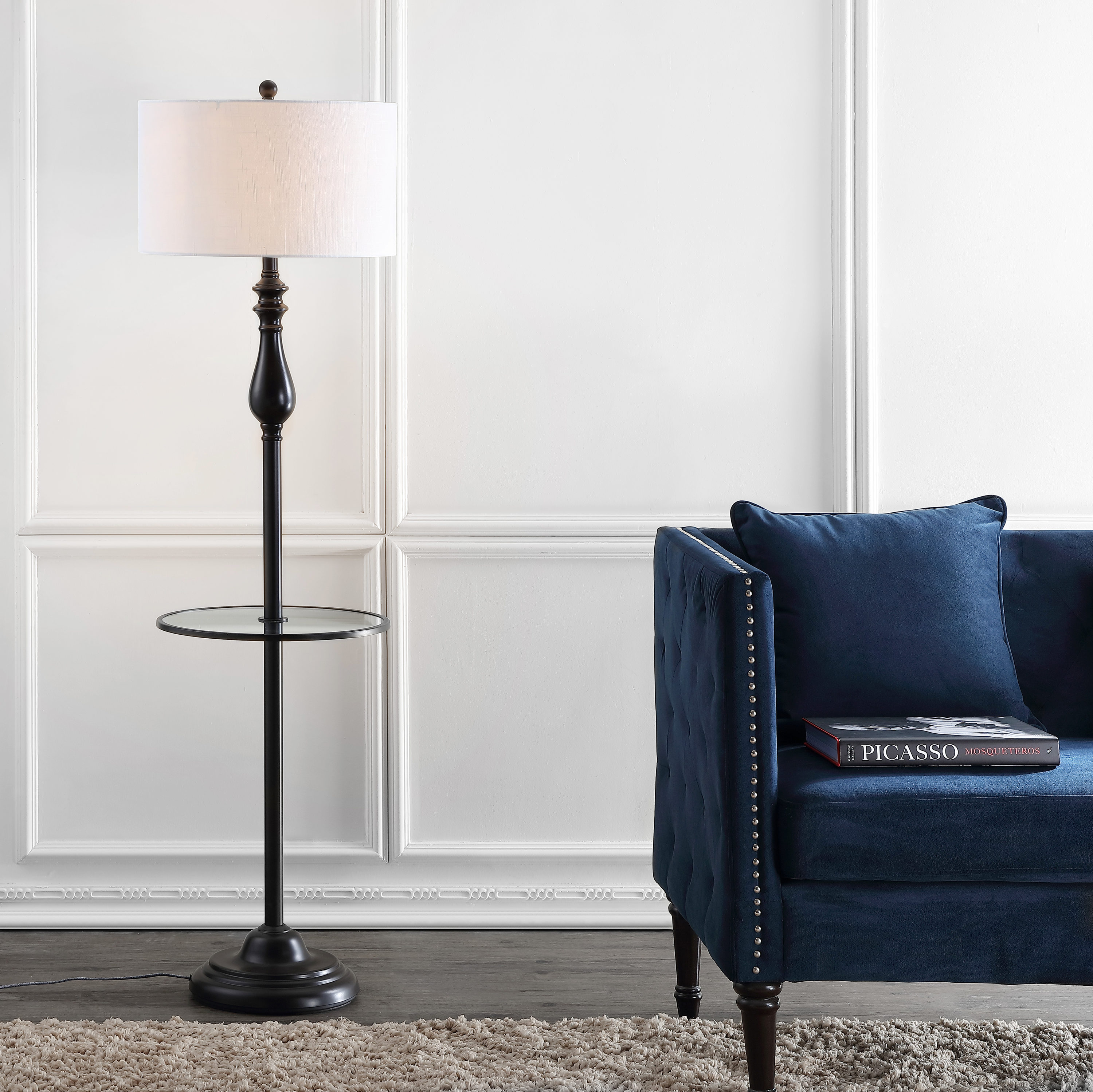 JONATHAN Y Laine Transitional 60-in Oil Rubbed Bronze Shelf Floor Lamp