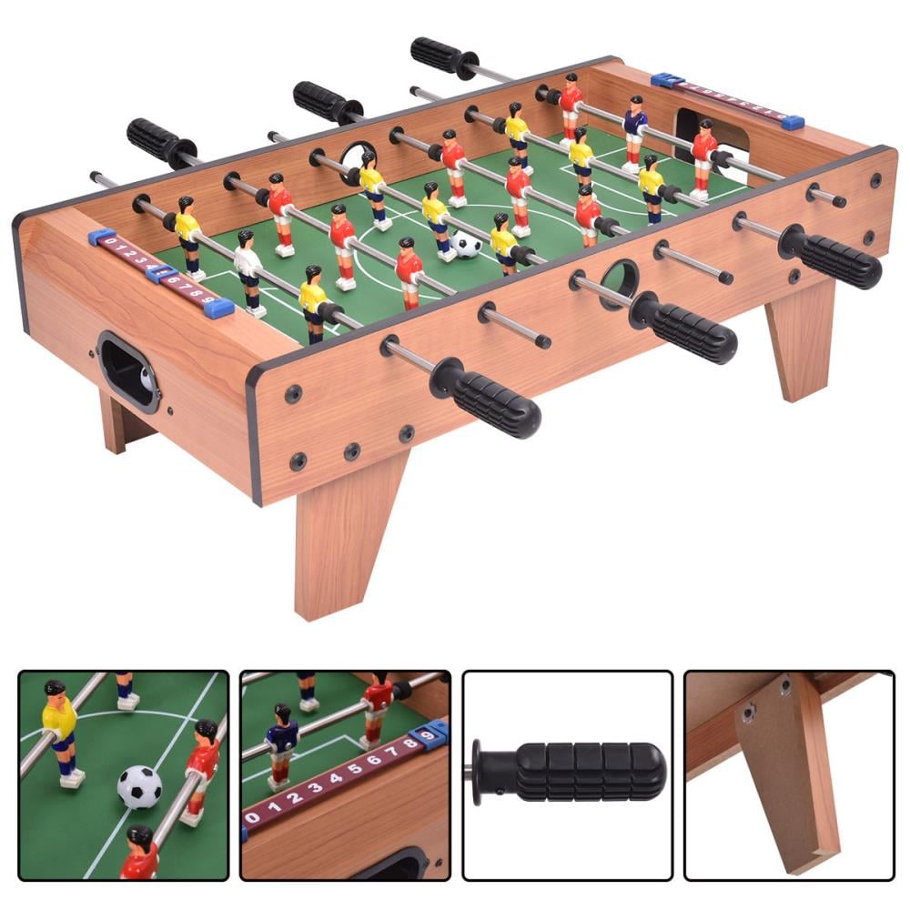 Arcades Bars Wooden Football Game Set for Adults & Kids Goplus 27 Foosball Table Game Room Parties Portable Tabletop Soccer Game w/ 2 Footballs & 18 Soccer Keepers for Family Night 