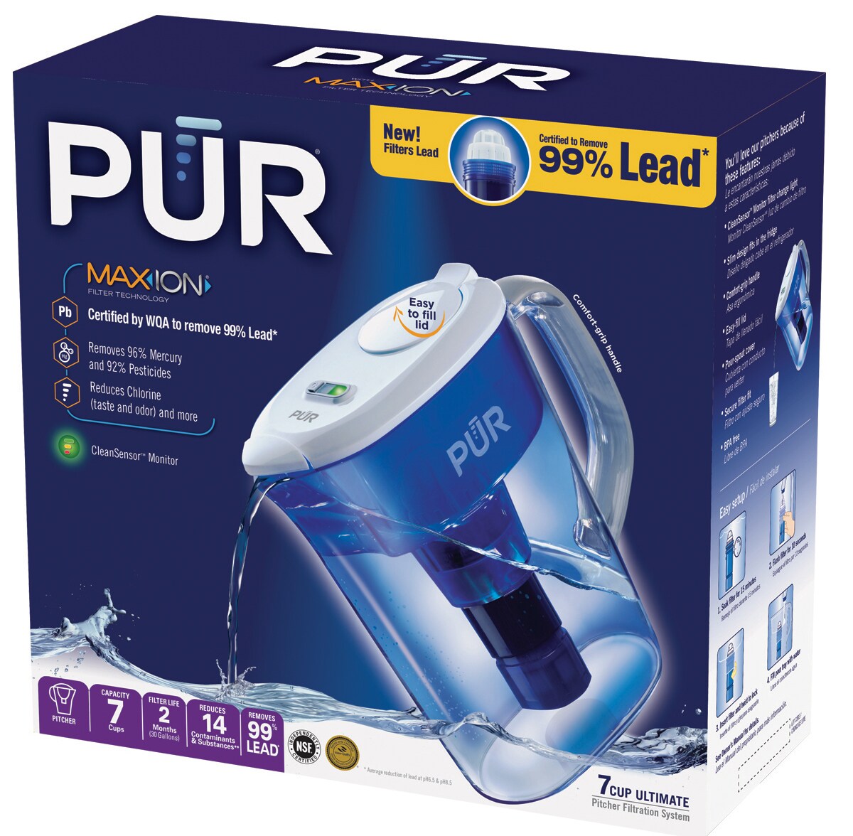 PUR Water Pitcher Filtration System 7 Cup Blush