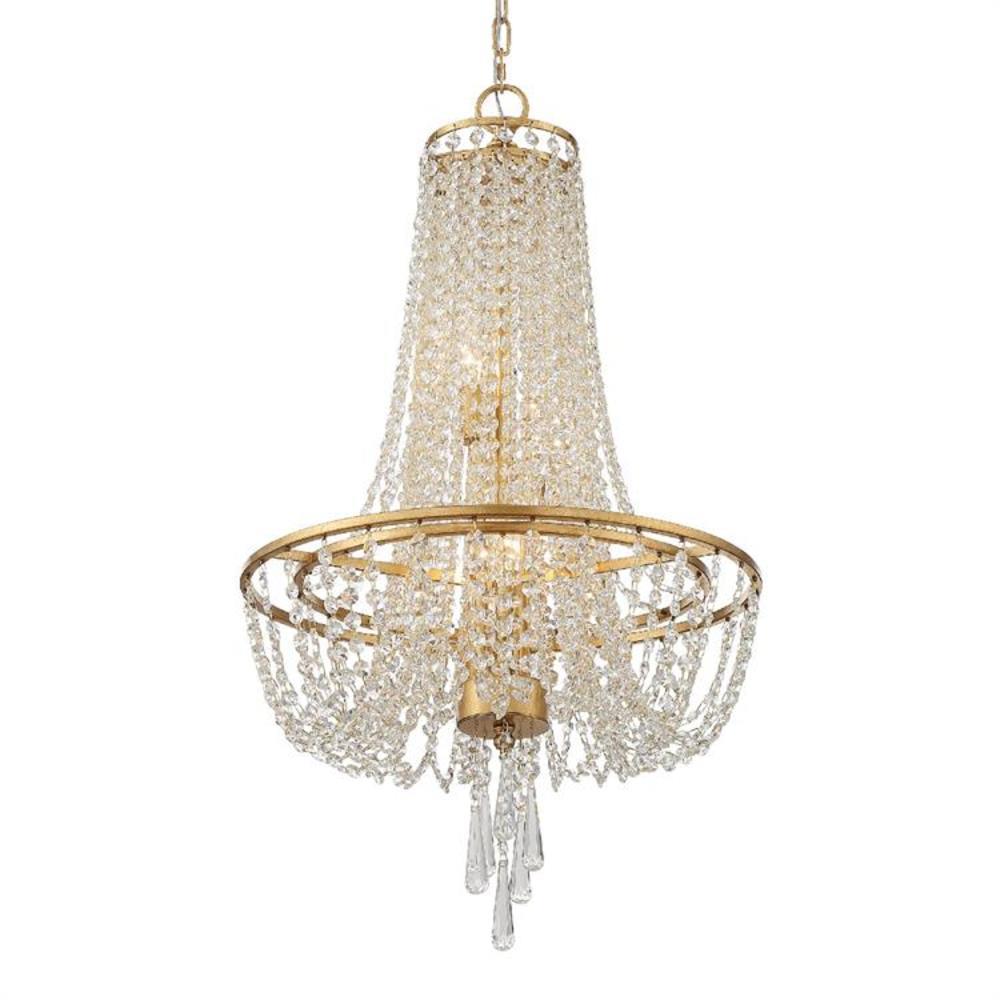 Behoefte aan Veel Zuinig Crystorama Arcadia 4-Light Antique Gold Transitional Crystal Chandelier in  the Chandeliers department at Lowes.com