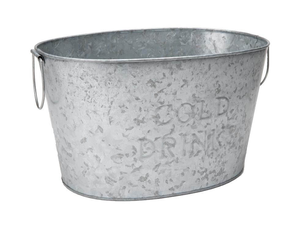 Wonderful Galvanized Embossed Classic Cold Drinks Tub with Handles 13" diameter 