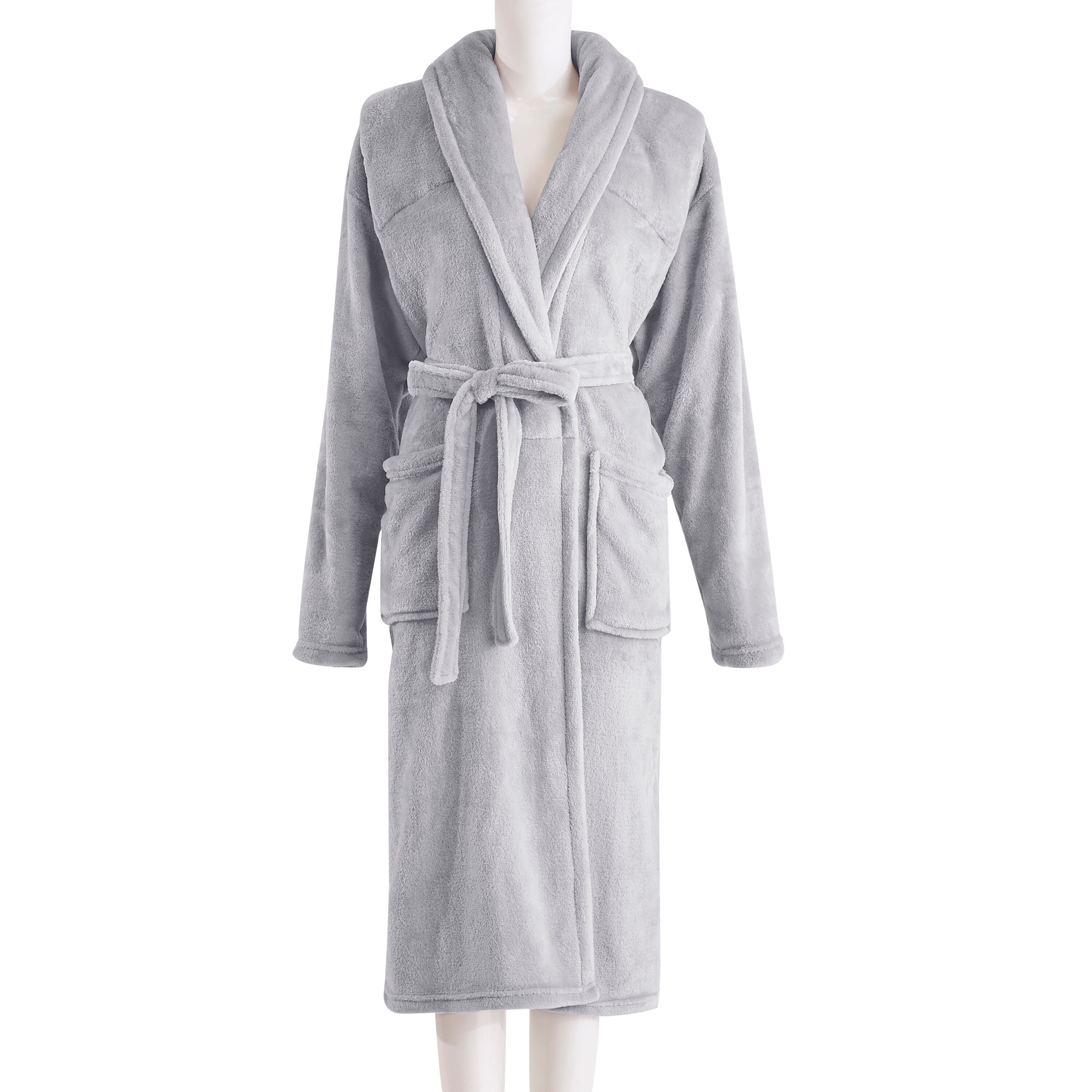 Case Career Sudden descent Sutton Home Medium Unisex Grey Pocketed Solid Polyester Bathrobe in the  Bathrobes department at Lowes.com