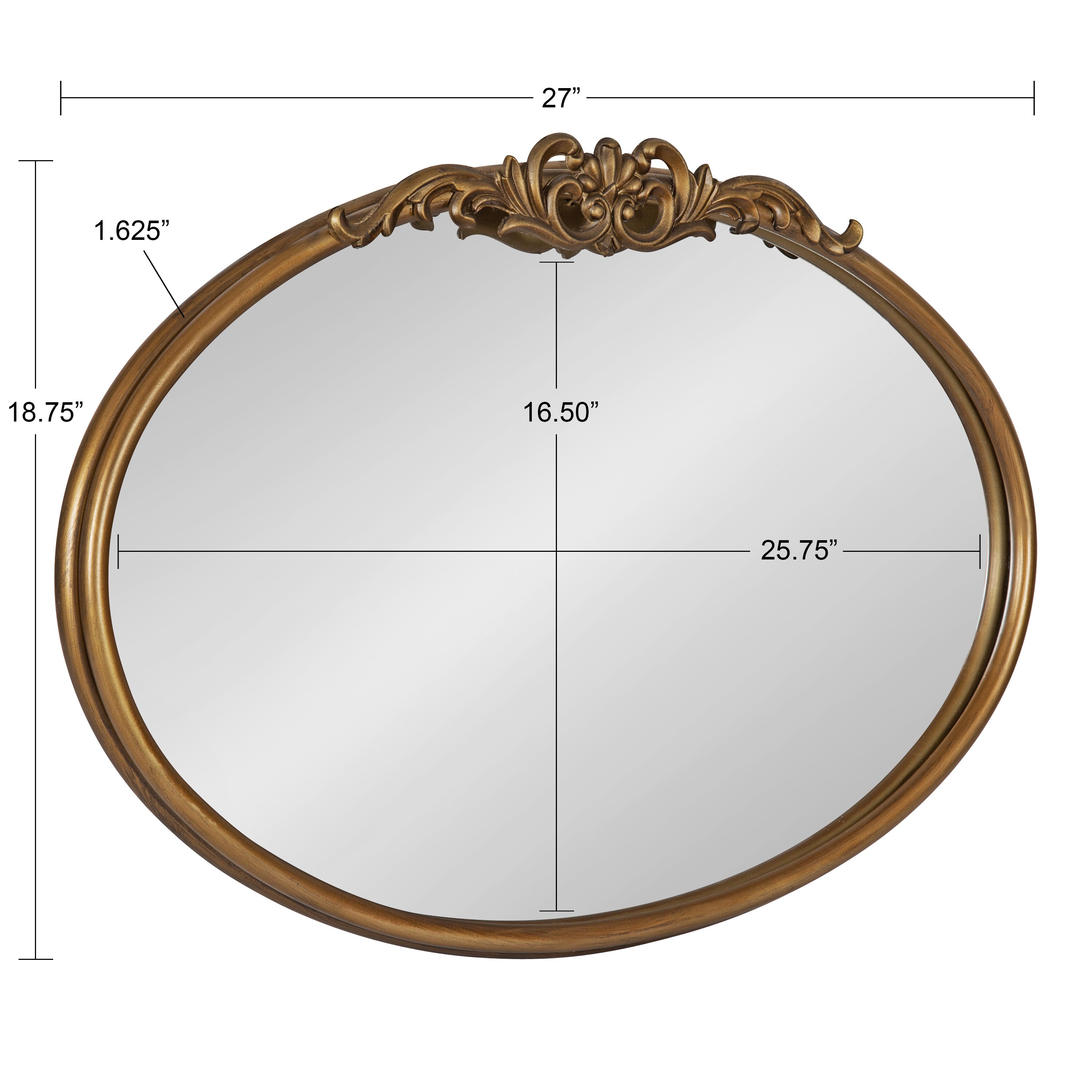 Kate and Laurel Arendahl 27.25-in W x 18.75-in H Oval Gold Framed Wall Mirror