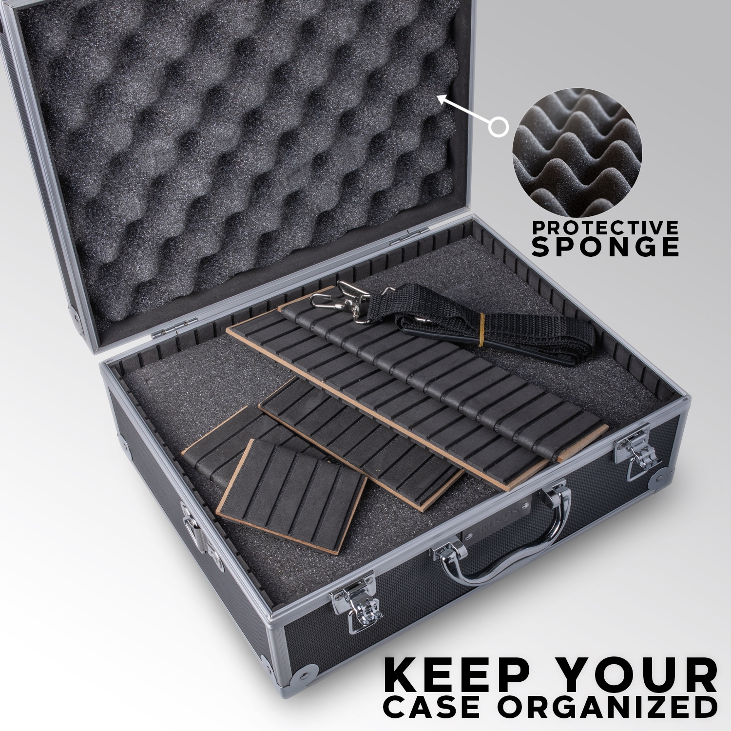storage box 27 x 24.6 x 12.4 cm Black Equipment Photography Waterproof with Foam Flight Case Transport Hard Case Galapara Technicians Tool Box