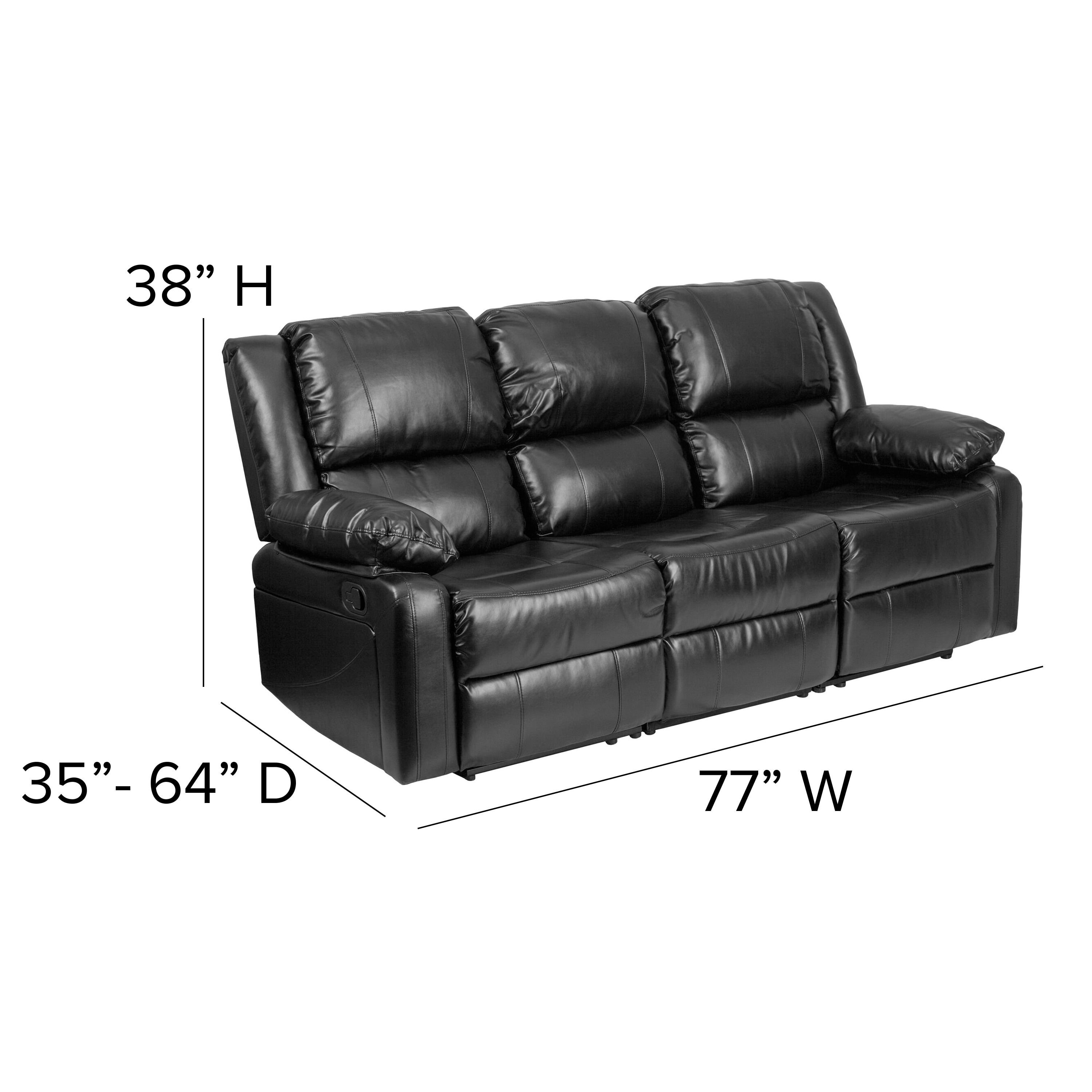 Flash Furniture BT-70597-SOF-GG Harmony Series Black Leather Sofa for sale online 
