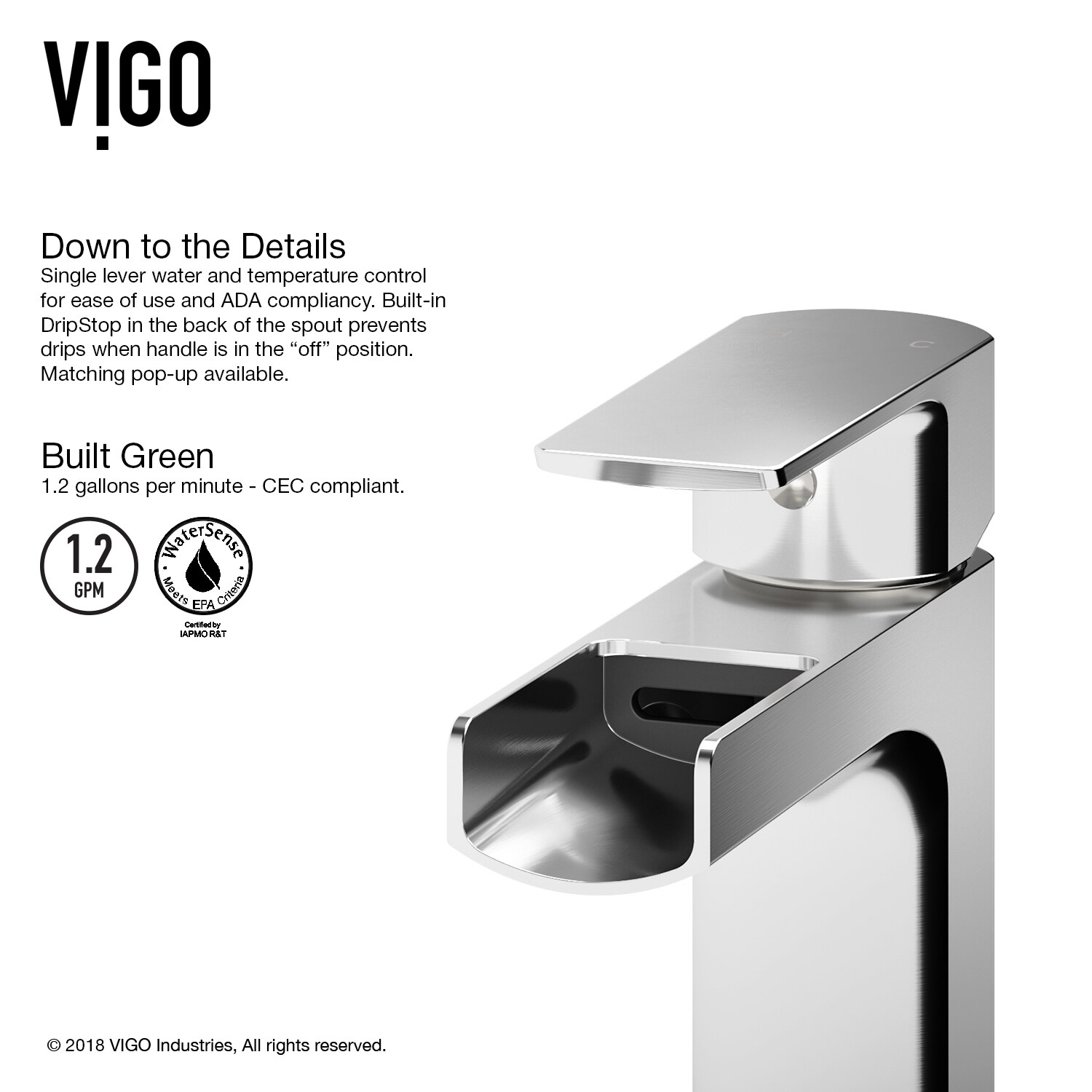 VIGO Ileana Chrome 1-handle Single Hole WaterSense Low-arc Bathroom Sink Faucet with Deck Plate