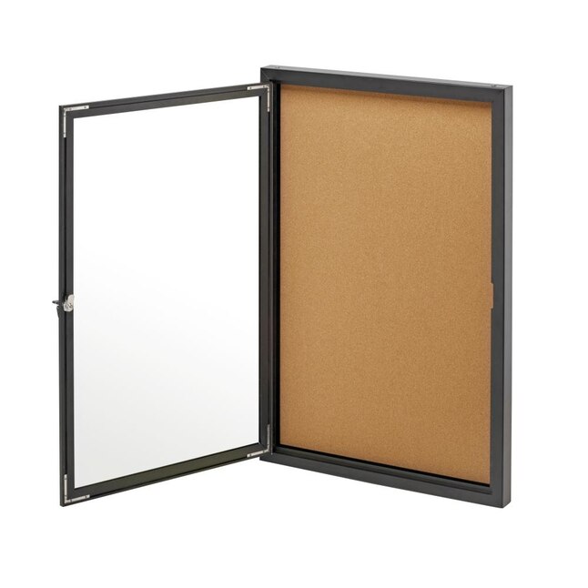 Black Cork 24" x 36" AdirOffice Single Door Glass Enclosed Bulletin Boards
