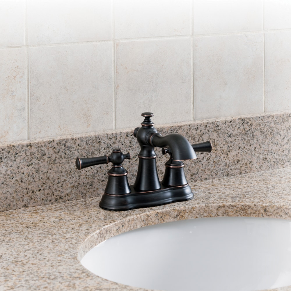 Aquasource Glyndon Oil Rubbed Bronze 2 Handle 4 In Centerset Watersense Bathroom Sink Faucet 9395