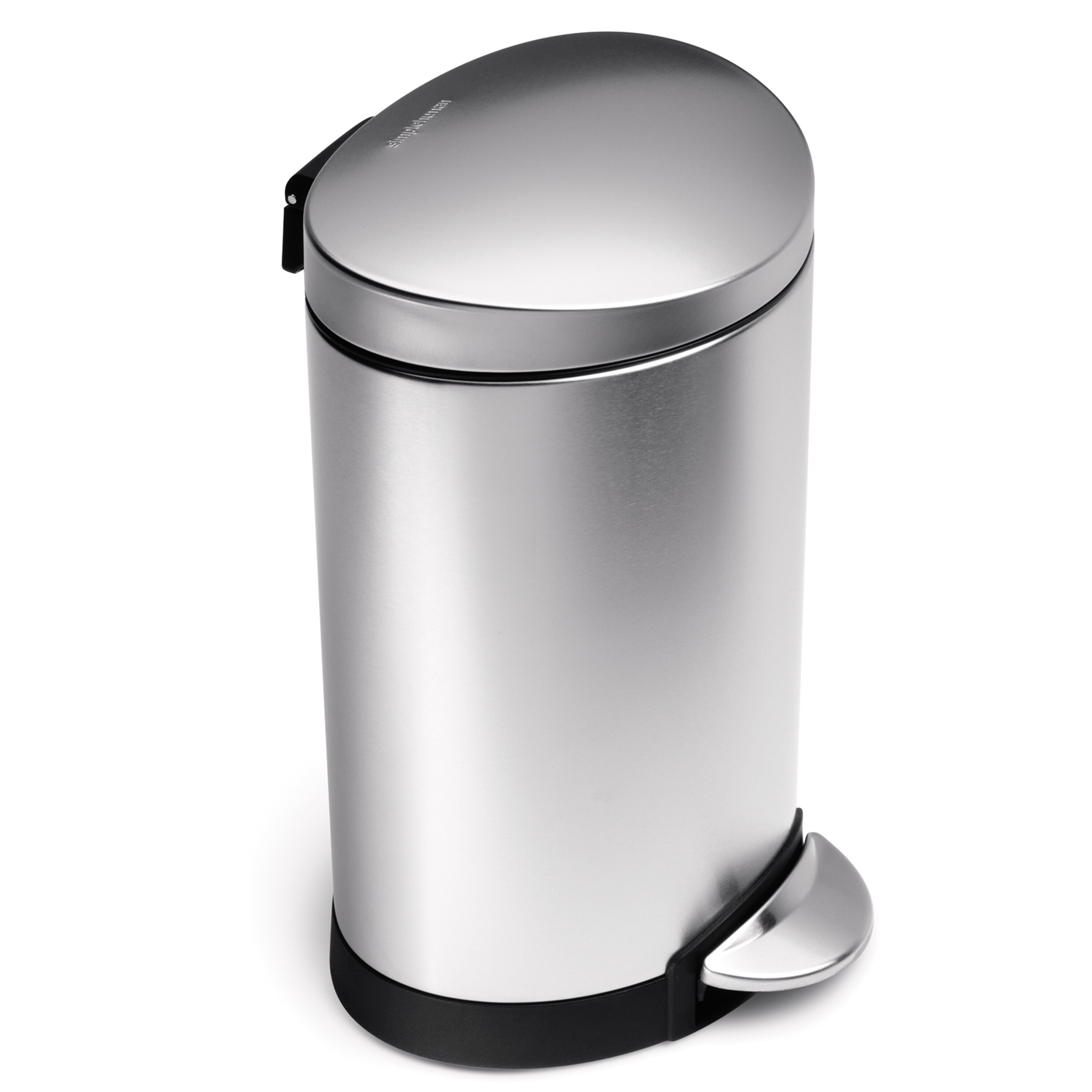 Step Trash Can Semi-Round Bathroom Office Wastebasket 6L/ 1.6 Gallon White Steel 