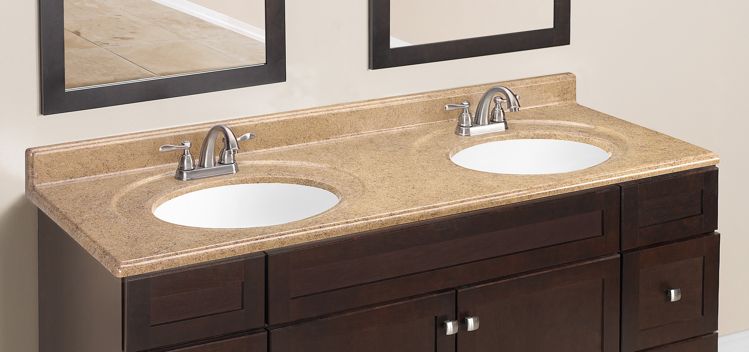 Kona Solid Surface Integral Double Sink Bathroom Vanity Top 61