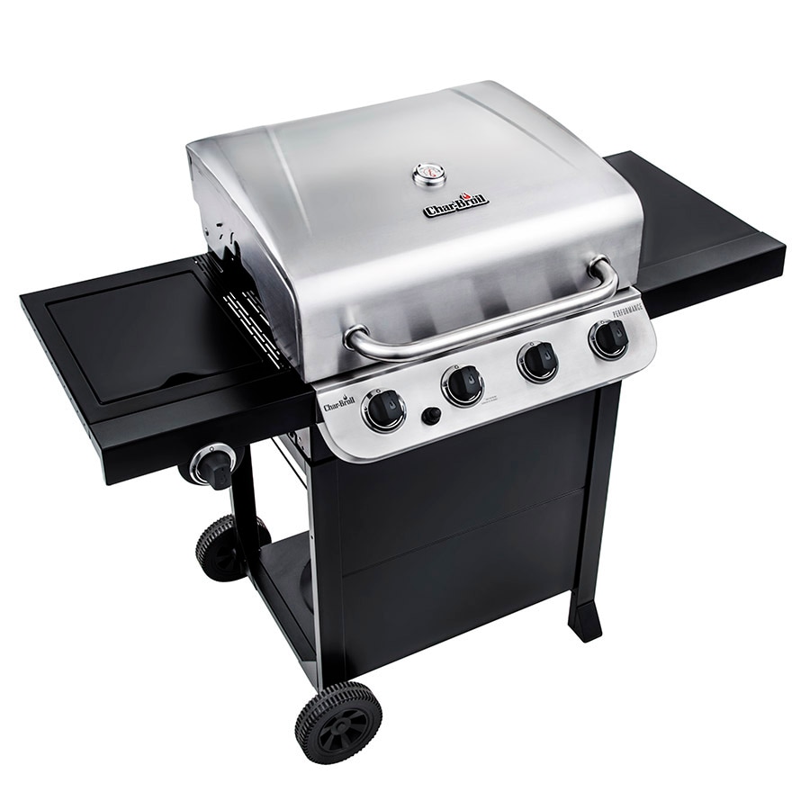 Char Broil Performance Black And Stainless Steel 4 Burner Liquid Propane Gas Grill With 1 Side 5566