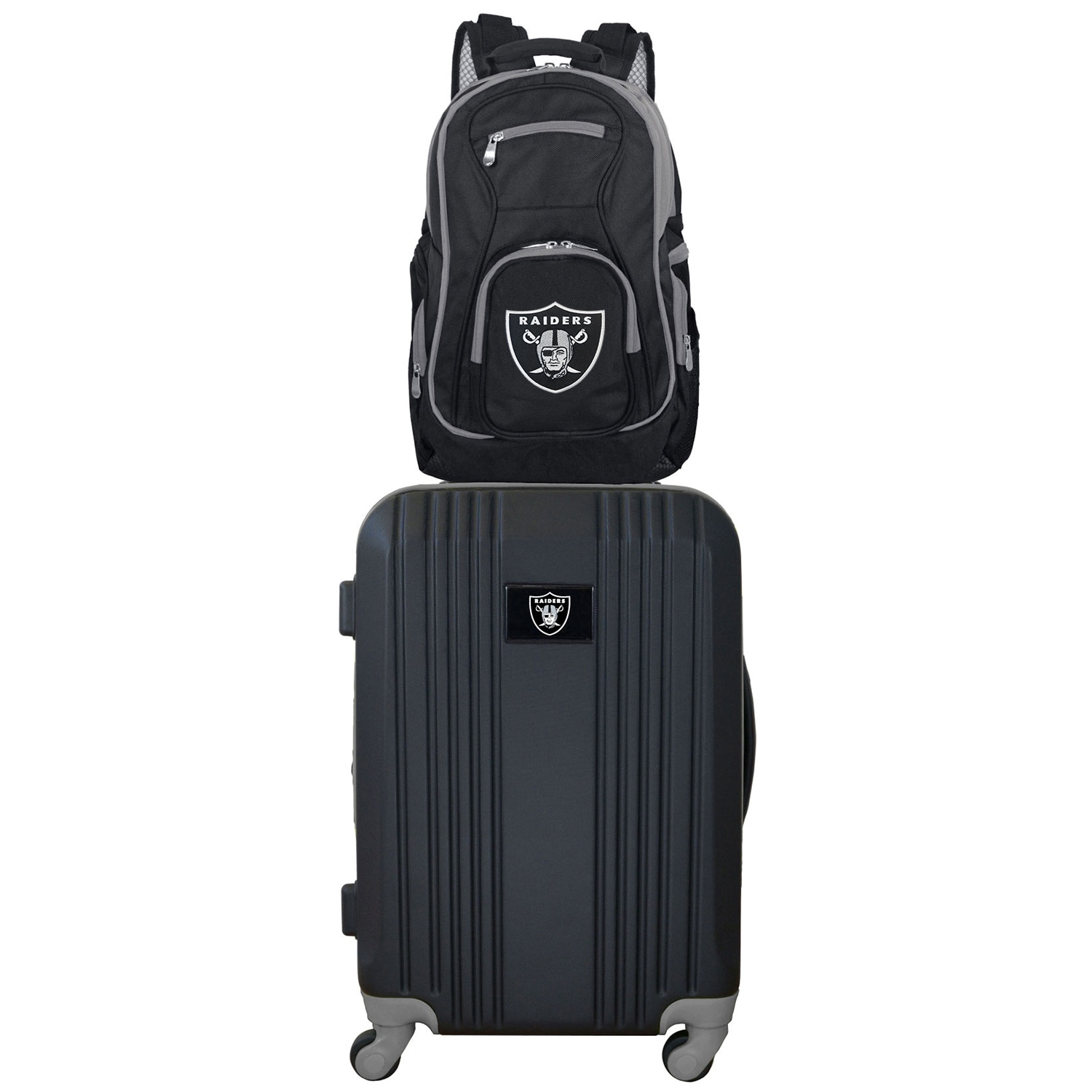 Includes 21-inch Two-Tone Hardcase Spinner and 19 Laptop Backpack Denco Las Vegas Raiders 2-Piece Luggage Set