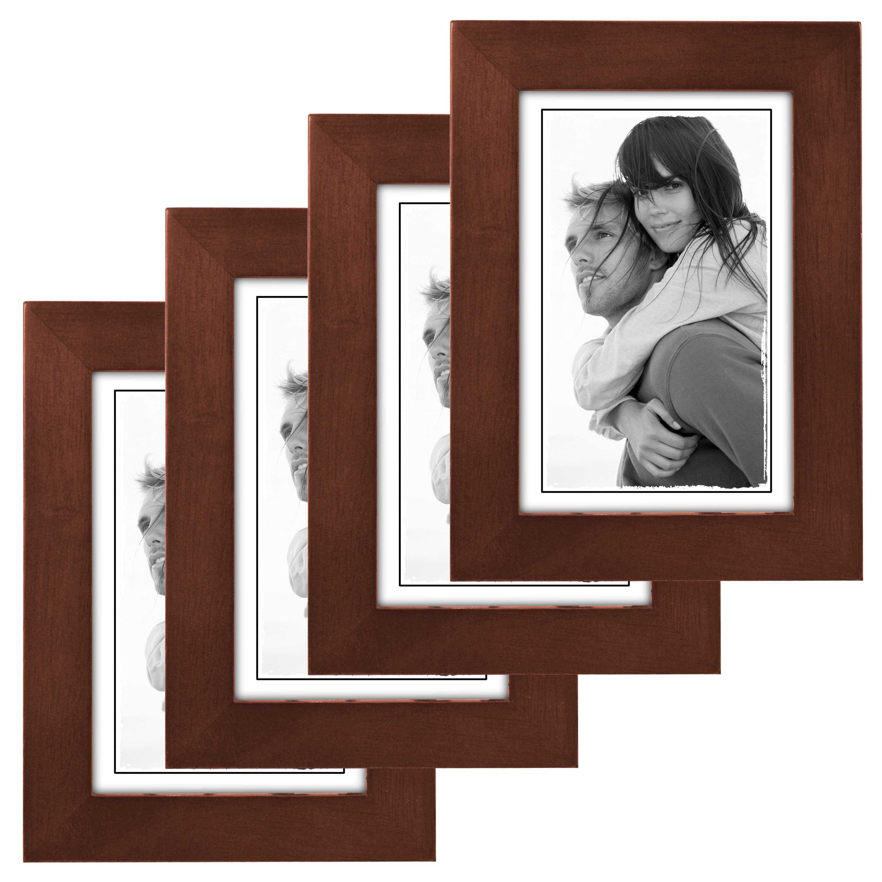 Real Glass Wide Real Wood Molding Malden Double Horizontal 4x6 Picture Frame 