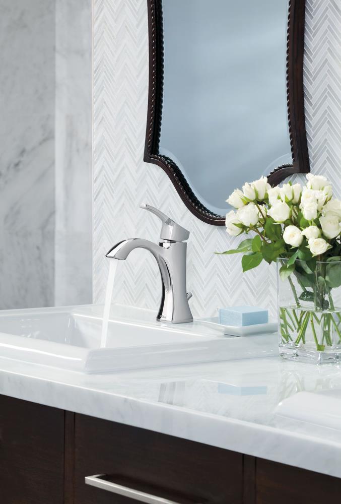 MOEN Eva Single Hole Single Handle High-Arc Bathroom Faucet in Chrome 