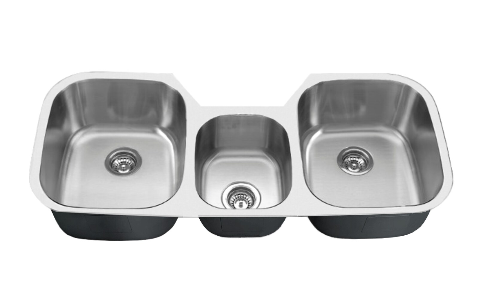 Handmade Stainless Steel Undermount  Kitchen Sink Triple Bowl With Trainer Waste 
