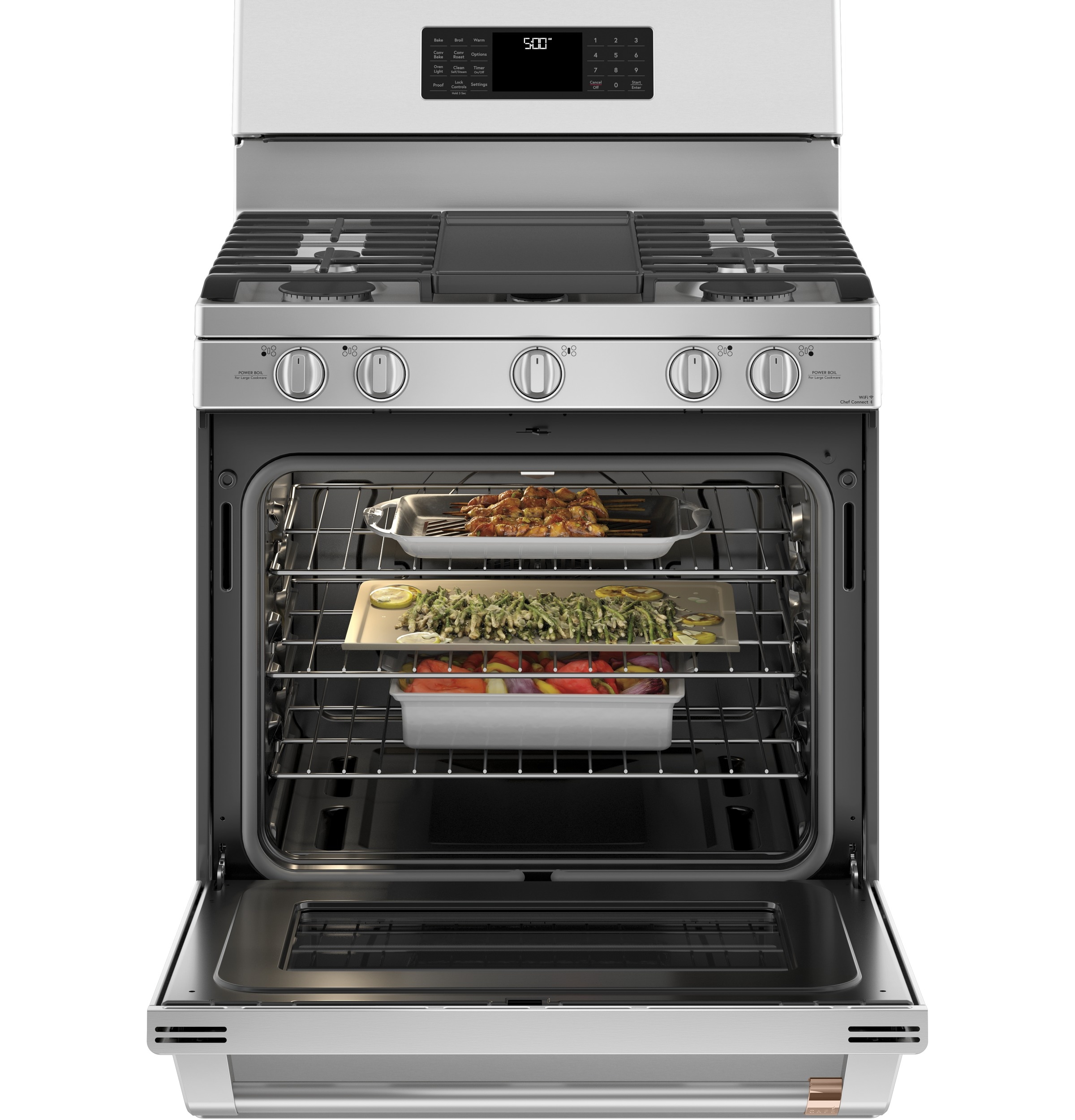 Cafe 30-in 5 Burners 5.6-cu ft Self-Cleaning Air Fry Convection 